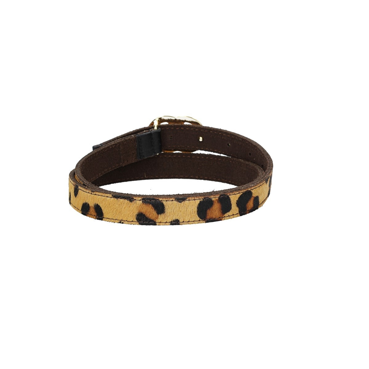Fellgürtel 20mm in Leoparden-Optik mit Schließe in Light-Gold - leder-accessoires.com