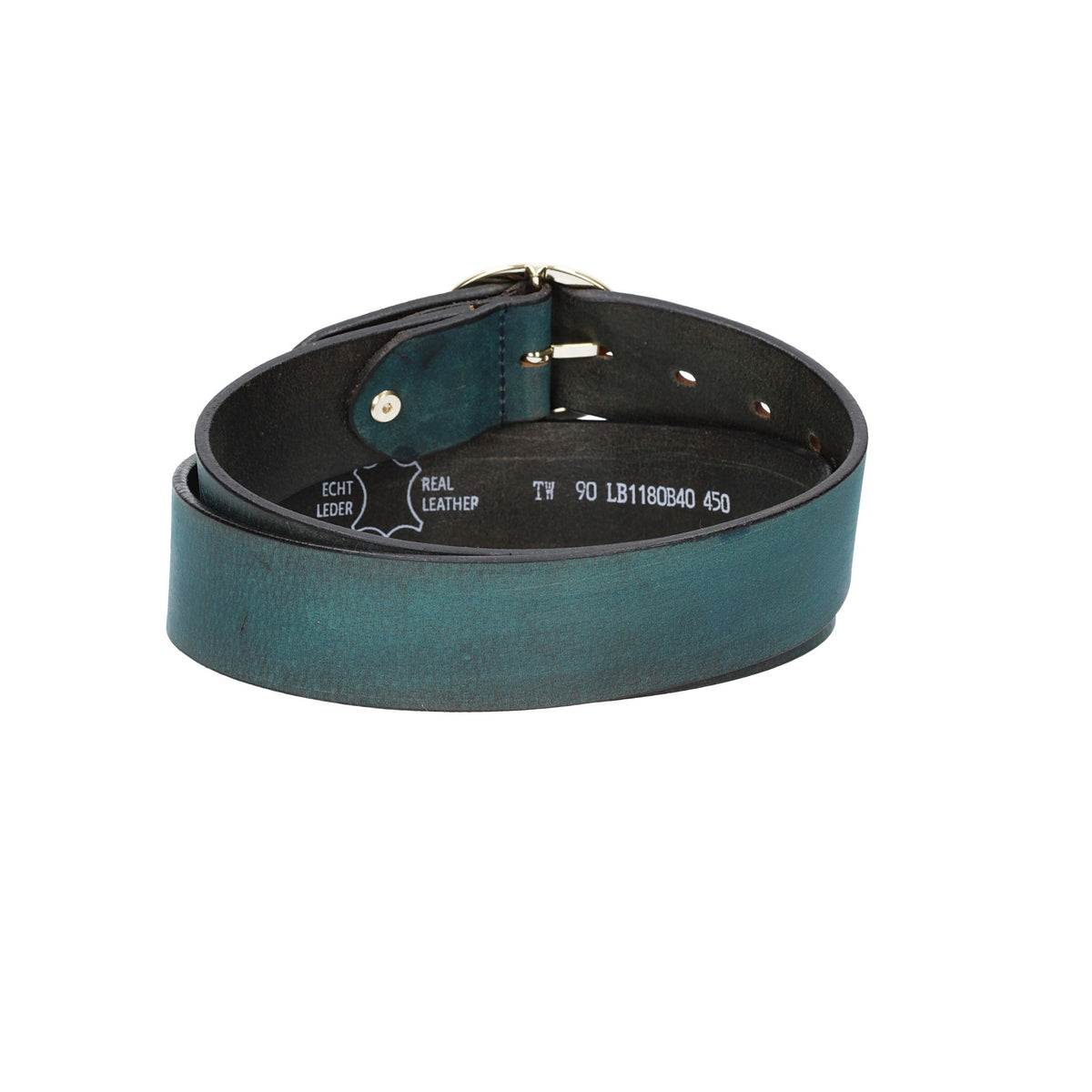 Ledergürtel Blau|Petrol 40mm mit goldener Vollschließe - leder-accessoires.com
