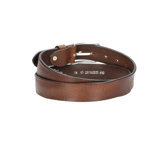 Ledergürtel Lightbraun 35mm mit Dornschließe in Silber - leder-accessoires.com