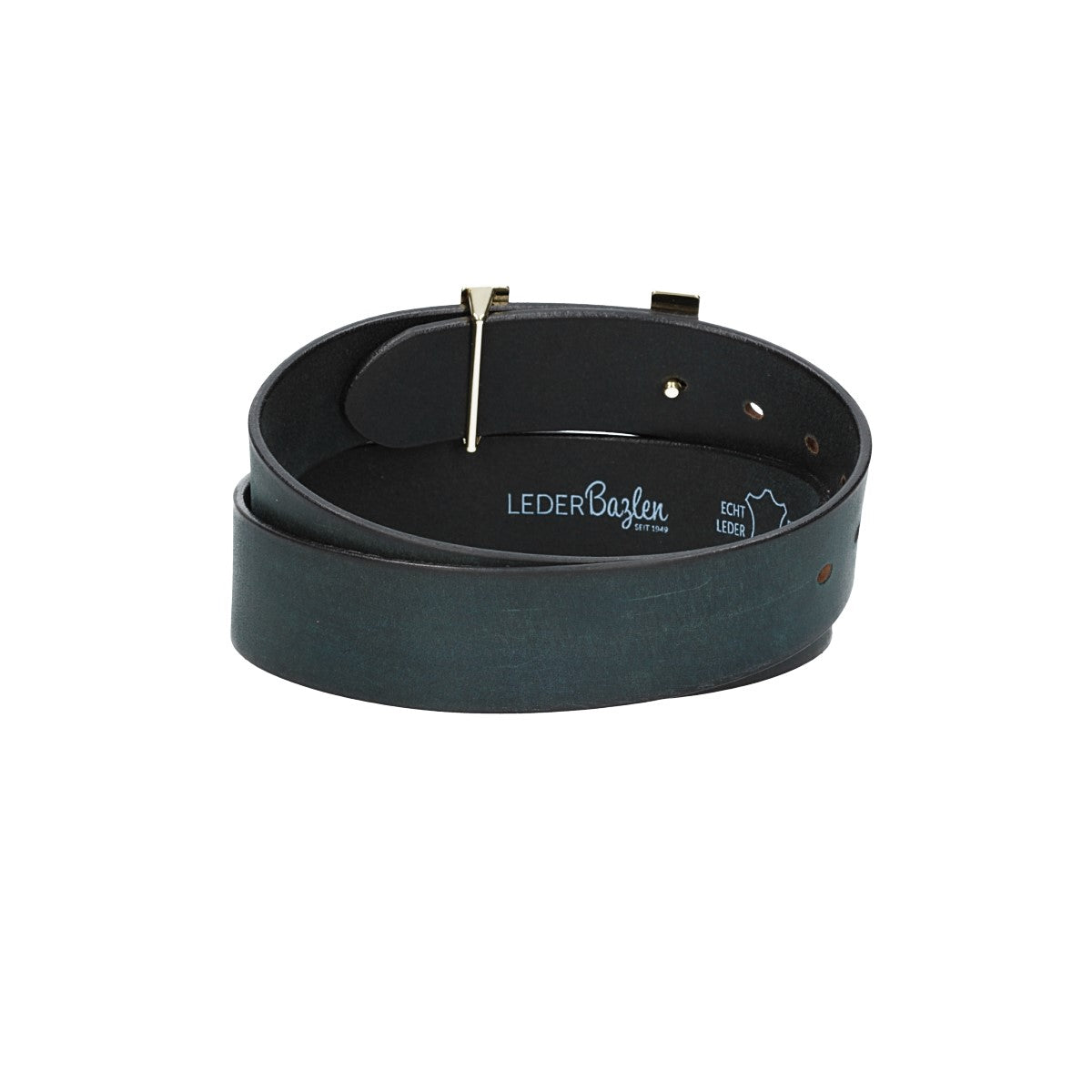 Ledergürtel Marine 40mm mit H-Schließe in Gold - leder-accessoires.com