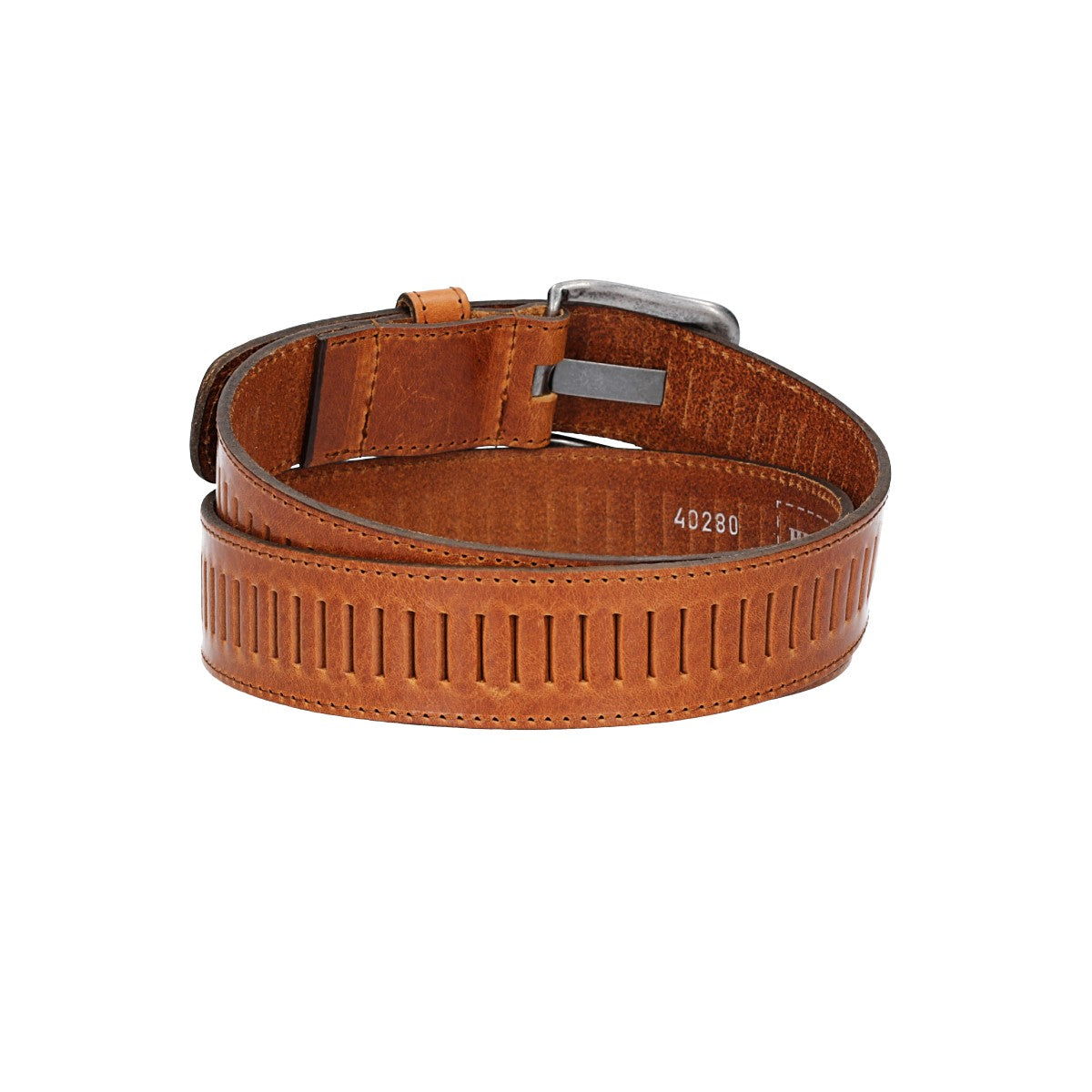 Ledergürtel 40mm stufenlos verstellbar in Cognac - leder-accessoires.com