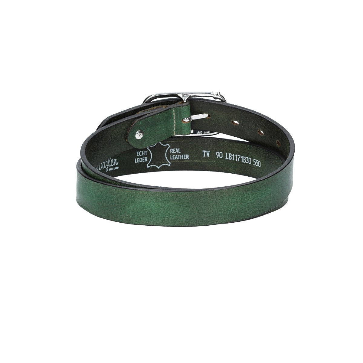 Ledergürtel 30mm in Grün mit Strass-Schließe in Silber - leder-accessoires.com