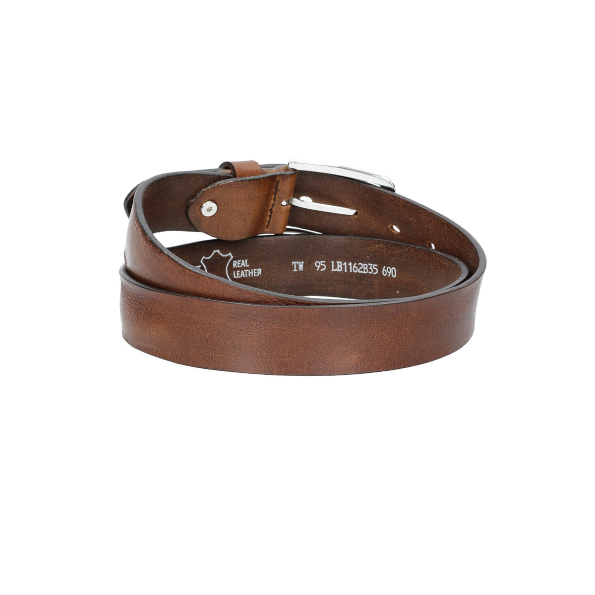 Ledergürtel Light Braun 35mm mit Dornschließe in Silber - leder-accessoires.com