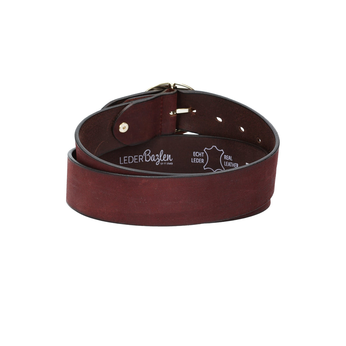 Ledergürtel Bordeaux 40mm mit goldener Vollschließe - leder-accessoires.com