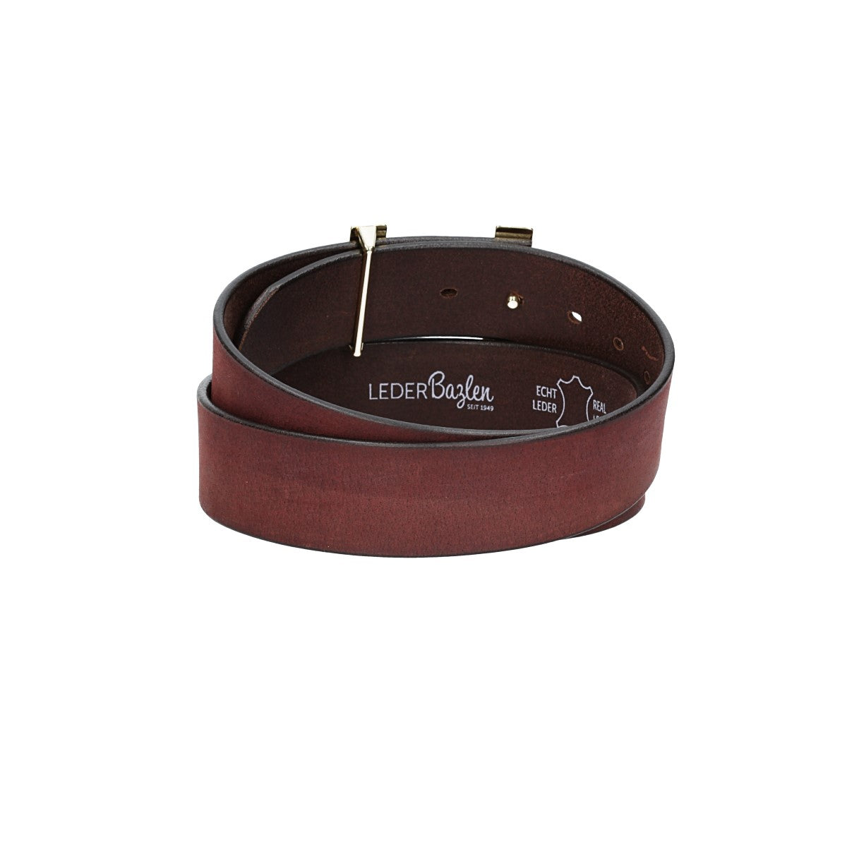 Ledergürtel Bordeaux 40mm mit H-Schließe in Gold - leder-accessoires.com