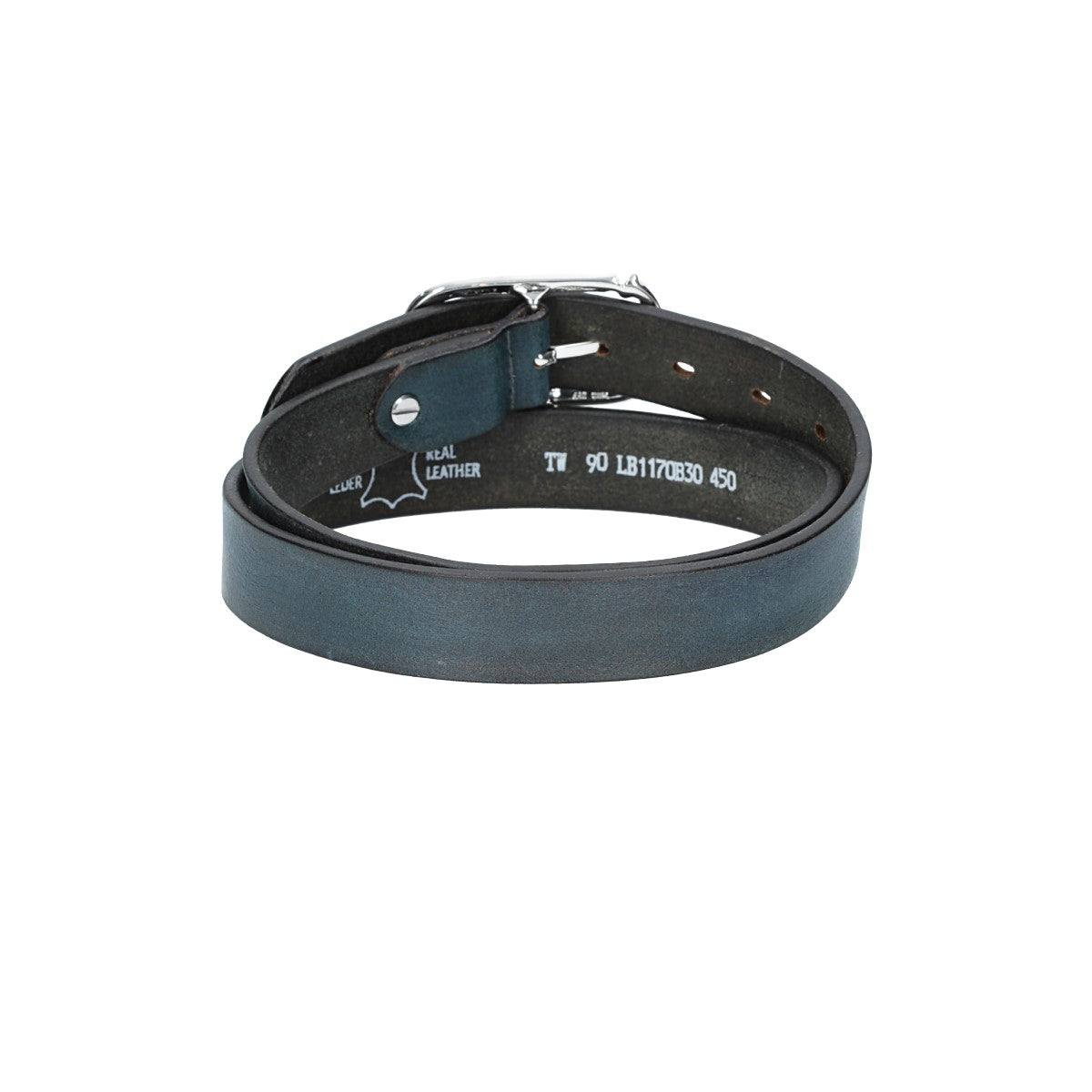 Ledergürtel 30mm in Blau mit Strass-Schließe in Silber - leder-accessoires.com