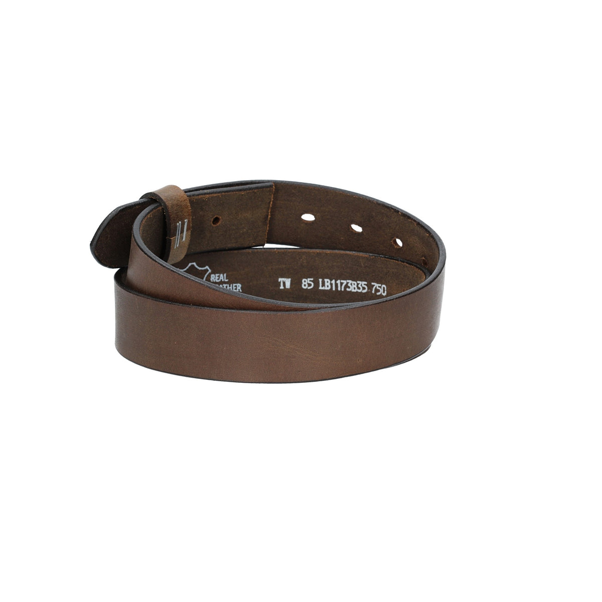 Lederriemen | Gürtelrohling Glanz 35mm in Grau mit Schlaufe und Kapplochteil - leder-accessoires.com