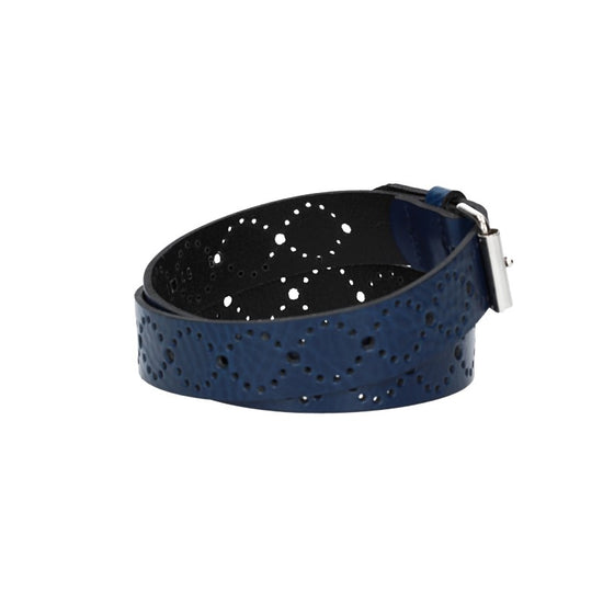 Ledergürtel Kids 25mm in Dunkelblau mit Lochmuster und Rollschließe in Silber - leder-accessoires.com