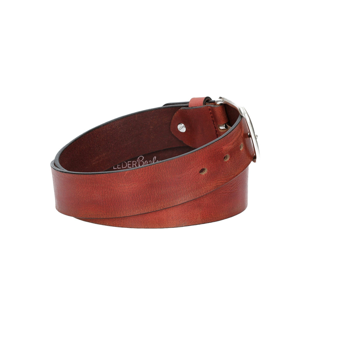 Ledergürtel Rot 40mm mit Dornschließe in Silber - leder-accessoires.com