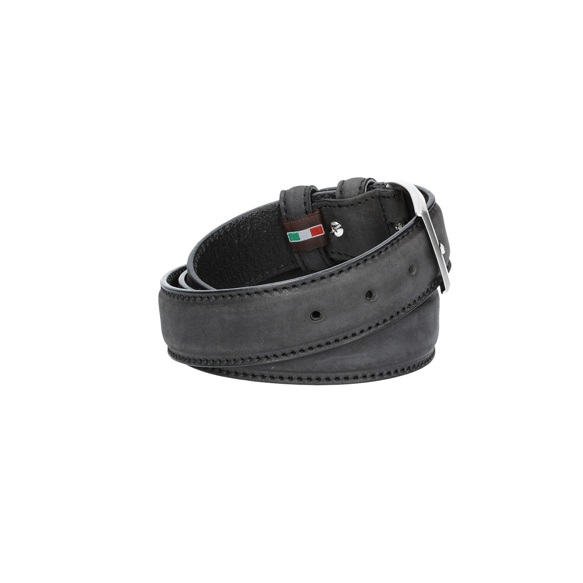 Herren-|Anzugsgürtel 35mm matt abgenäht in Schwarz aus Leder - leder-accessoires.com