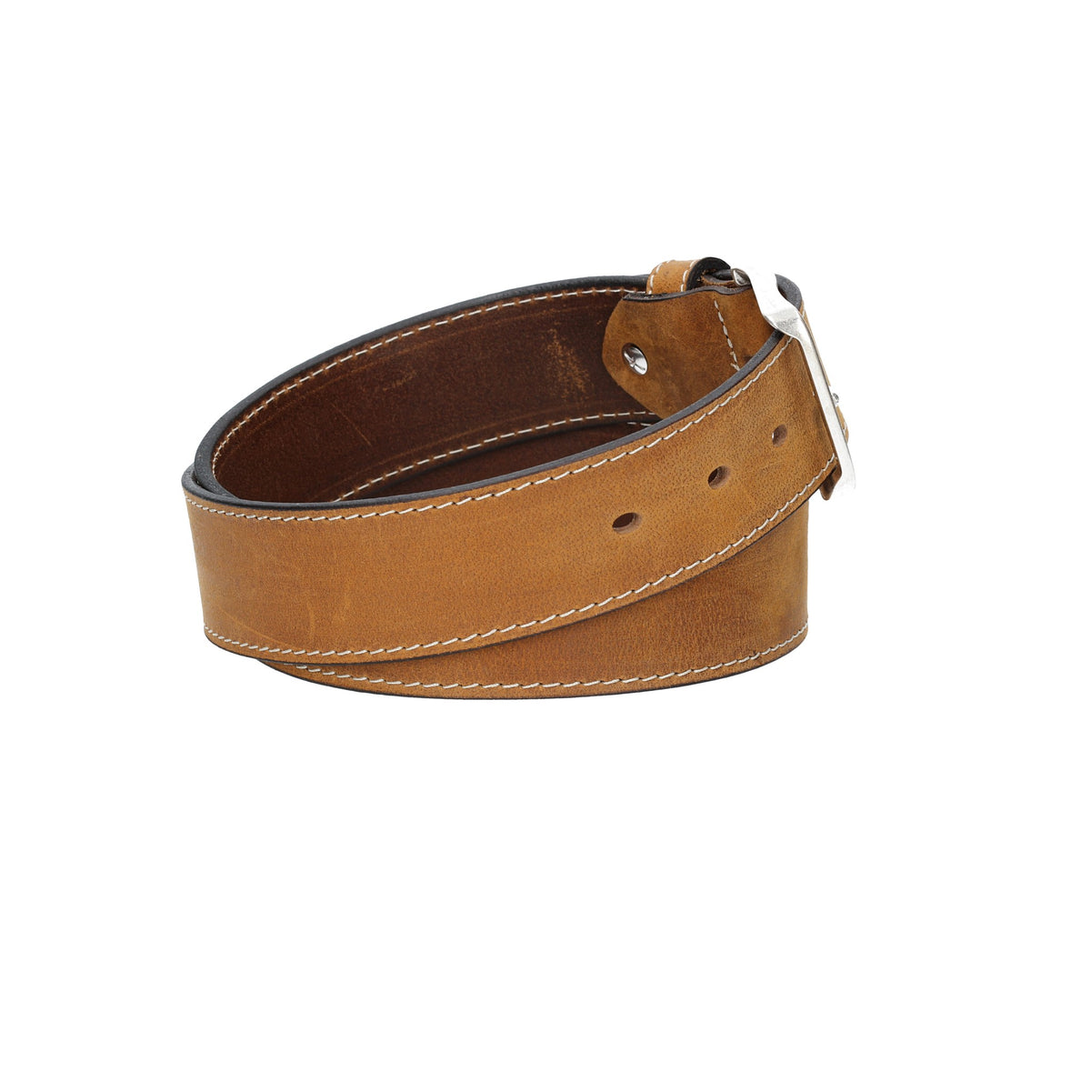 Ledergürtel Gelb|Ocker 40mm abgenäht mit Dornschließe in Silber - leder-accessoires.com