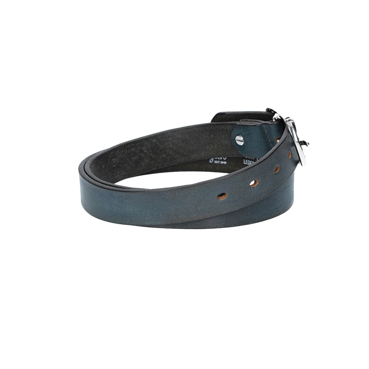Ledergürtel 30mm in Blau mit Strass-Schließe in Silber - leder-accessoires.com