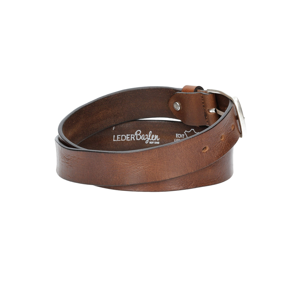 Ledergürtel Lightbraun 35mm mit Dornschließe in Silber - leder-accessoires.com