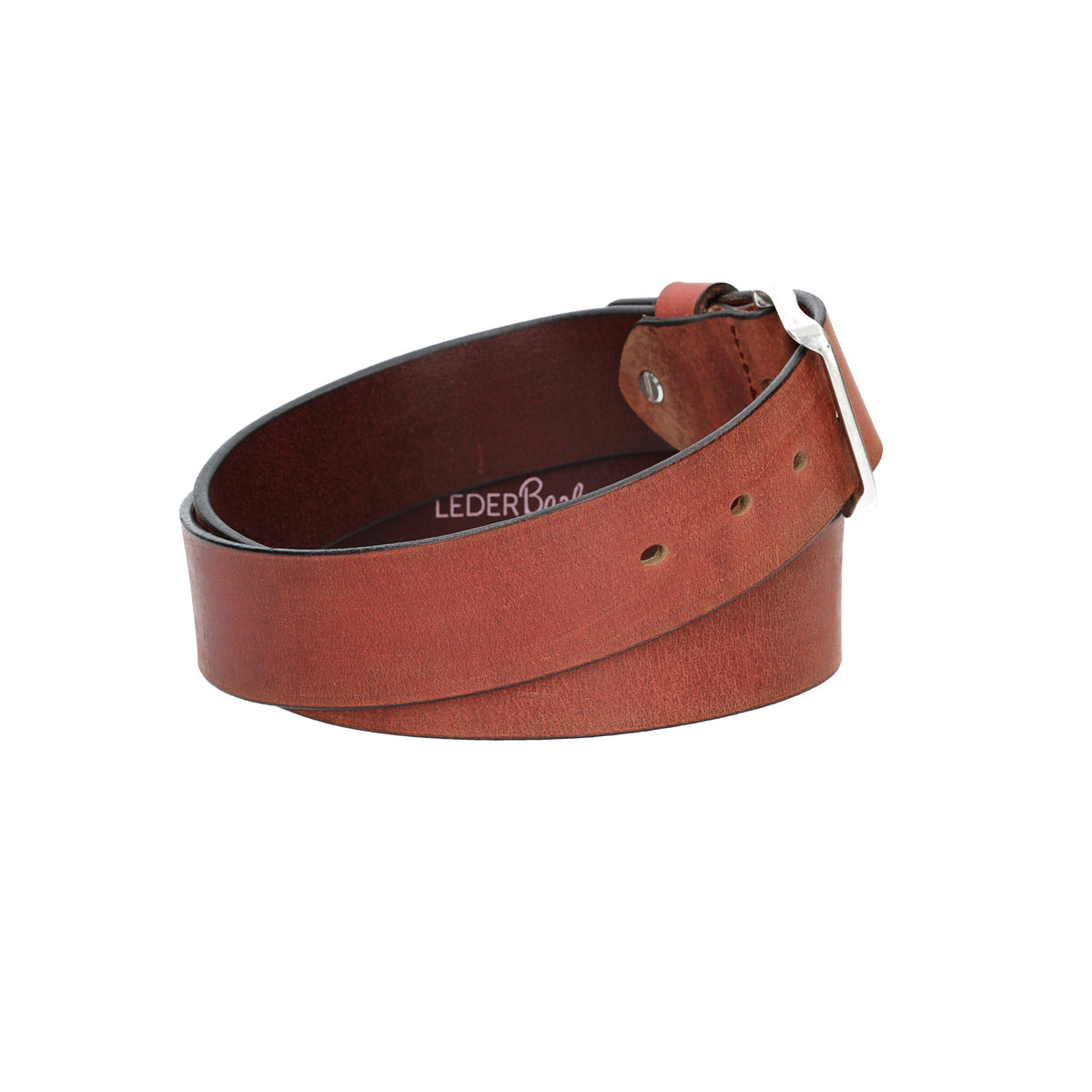 Ledergürtel Rot 40mm mit Dornschließe in Silber - leder-accessoires.com