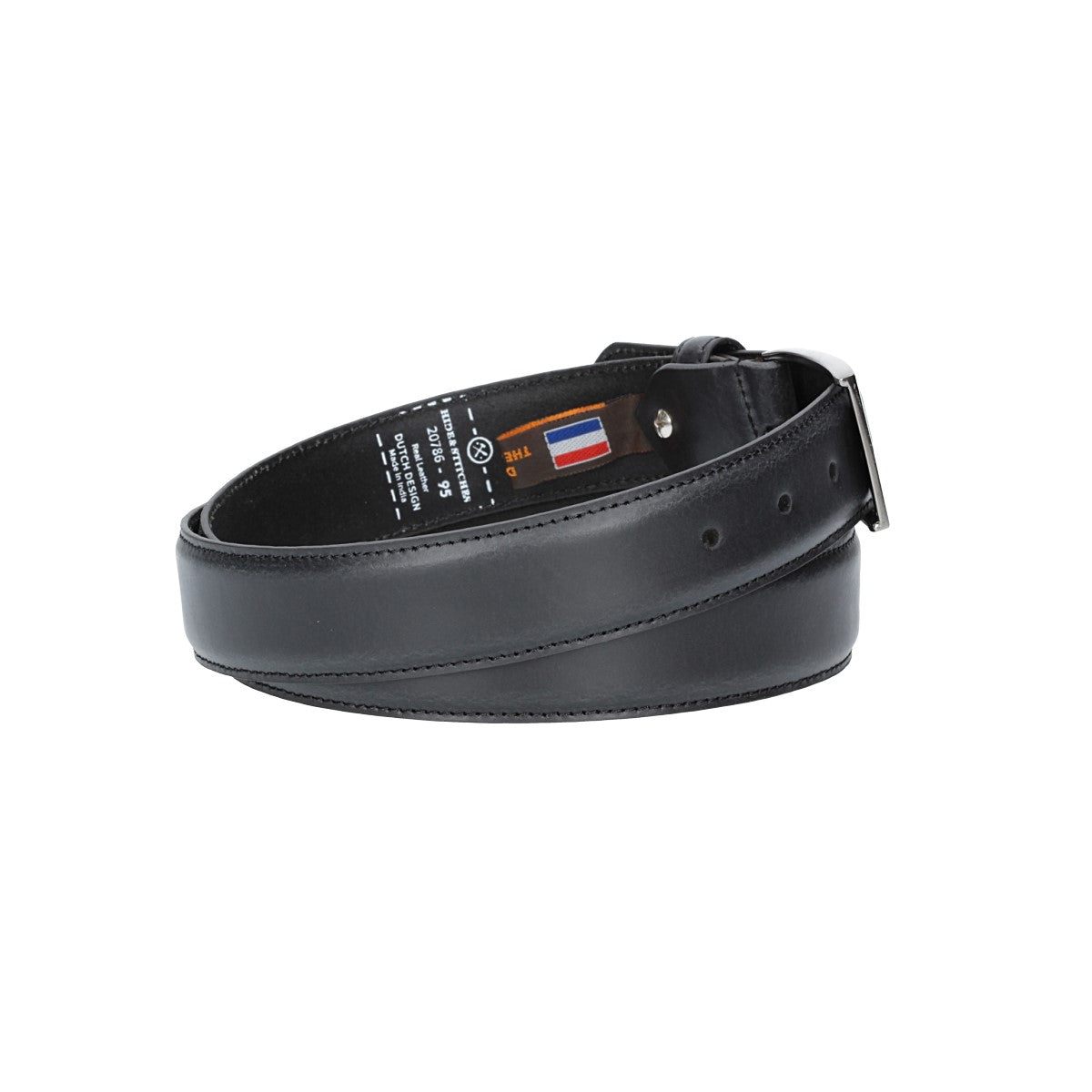 Herren-|Anzugsgürtel 35mm abgenäht in Schwarz aus Leder - leder-accessoires.com