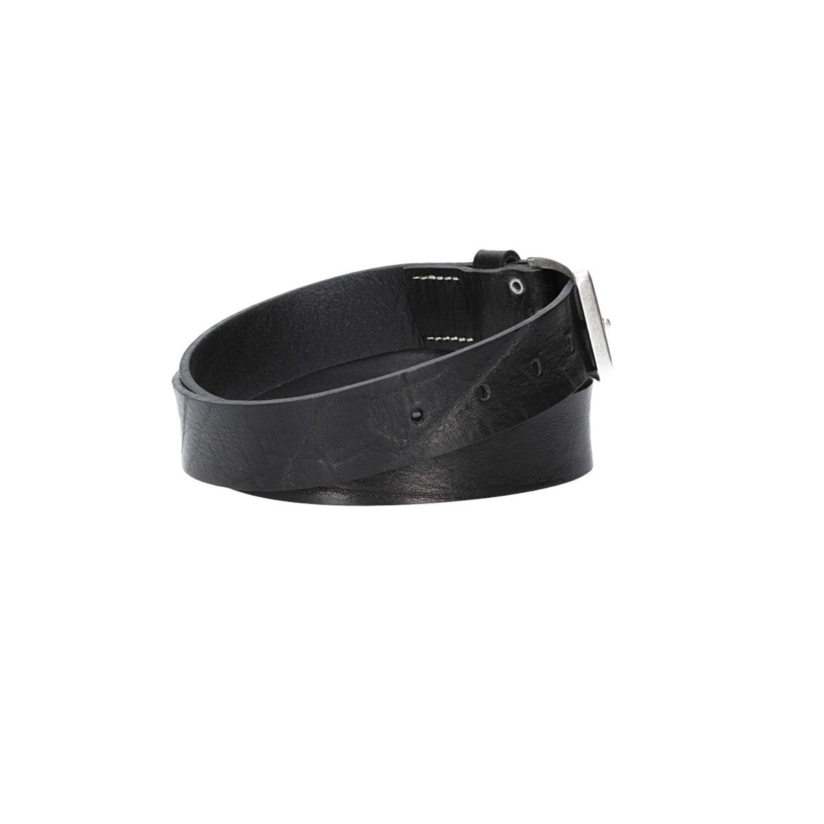Hochwertiger Ledergürtel 35mm in Schwarz mit rustikaler Schließe in Silber - leder-accessoires.com
