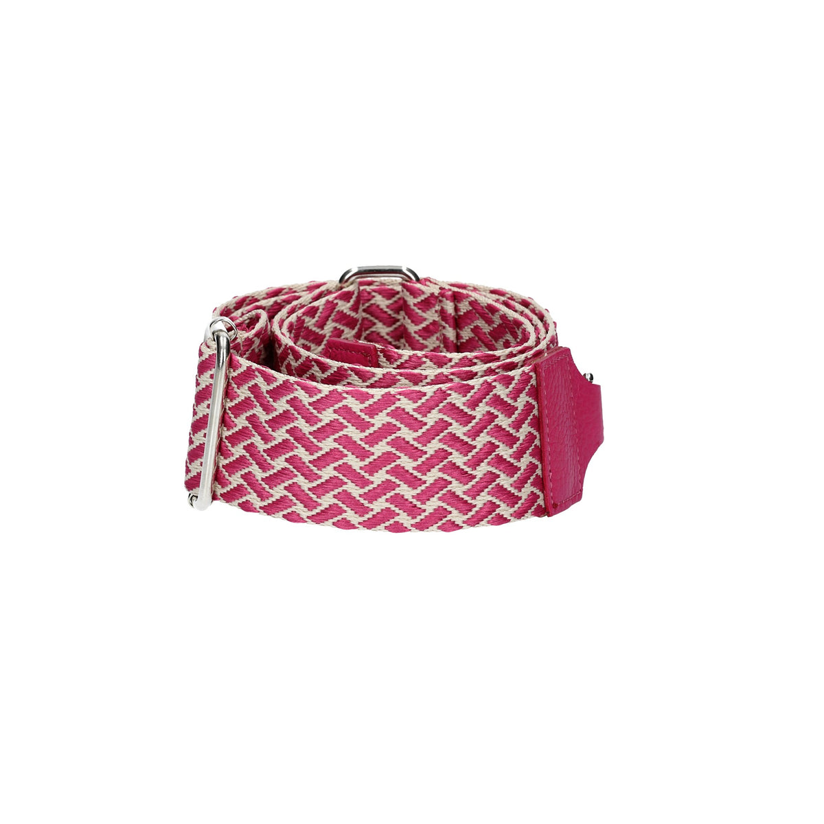 Taschenriemen|Wechselriemen in Rosa|Beige mit Karabiner Silber - leder-accessoires.com