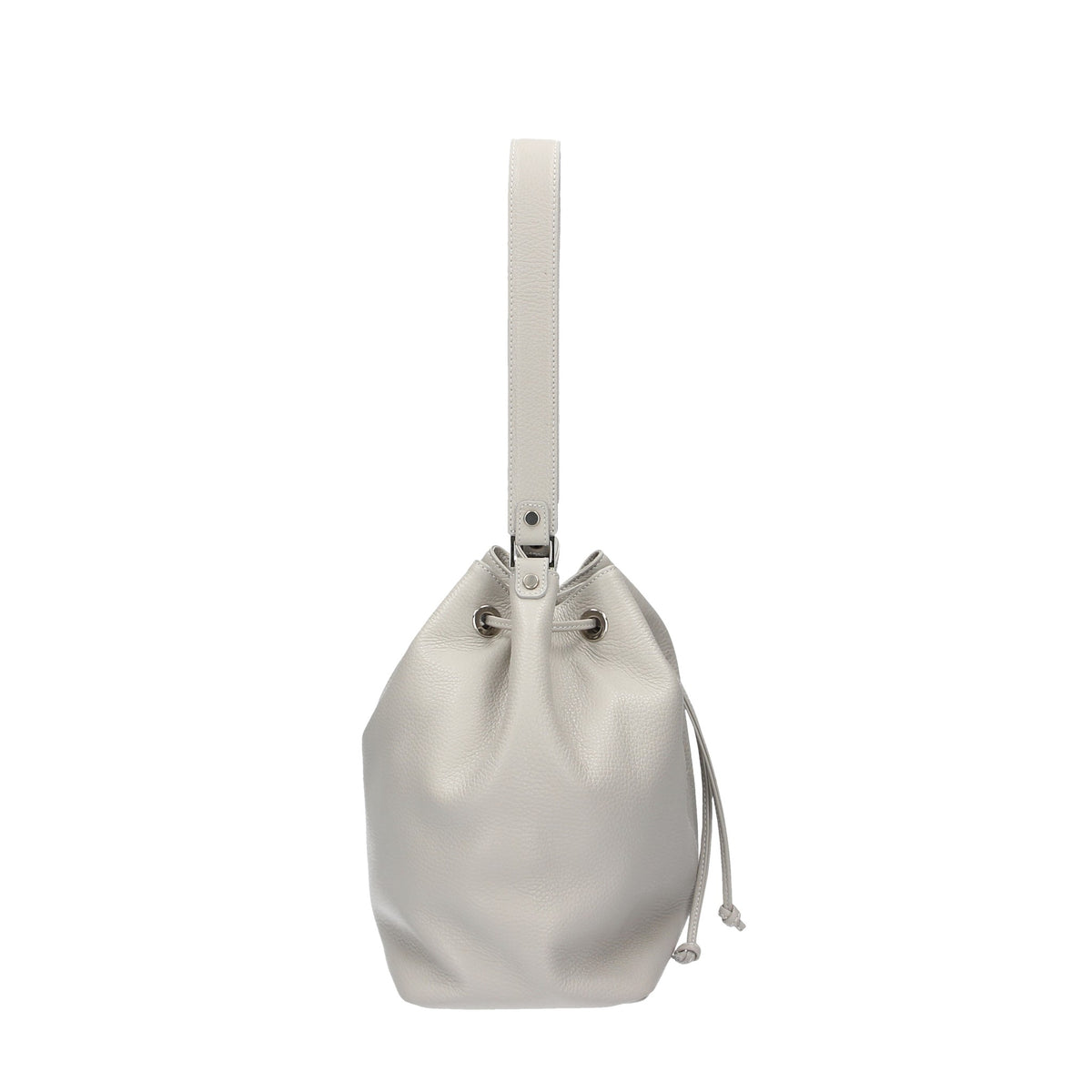 Beuteltasche 26x15x25cm in Hellgrau|Perla aus Leder - leder-accessoires.com