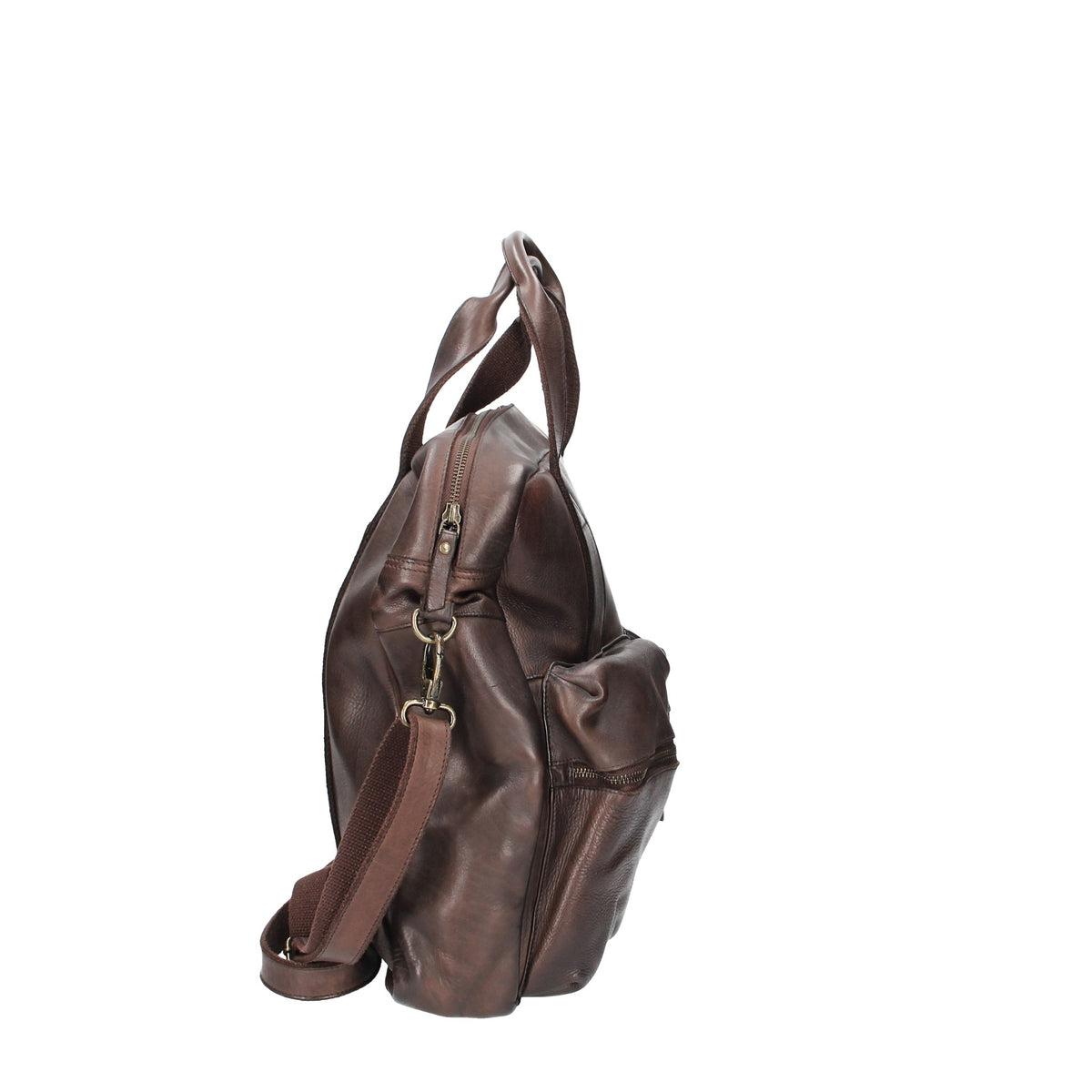 SALE Ledertasche in Braun mit Reißverschluss und zwei Vortaschen - leder-accessoires.com