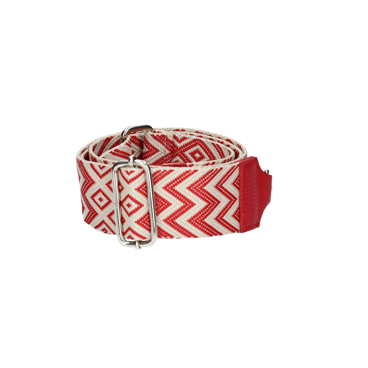 Taschenriemen|Wechselriemen Rot|Muster mit Karabiner Silber - leder-accessoires.com