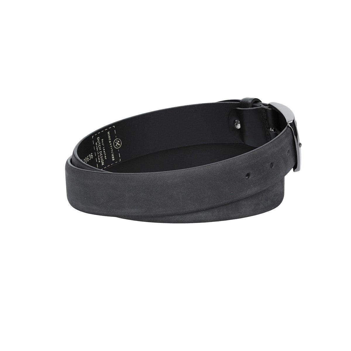 Herren-|Anzugsgürtel 35mm in Schwarz aus Nubukleder bombiert - leder-accessoires.com