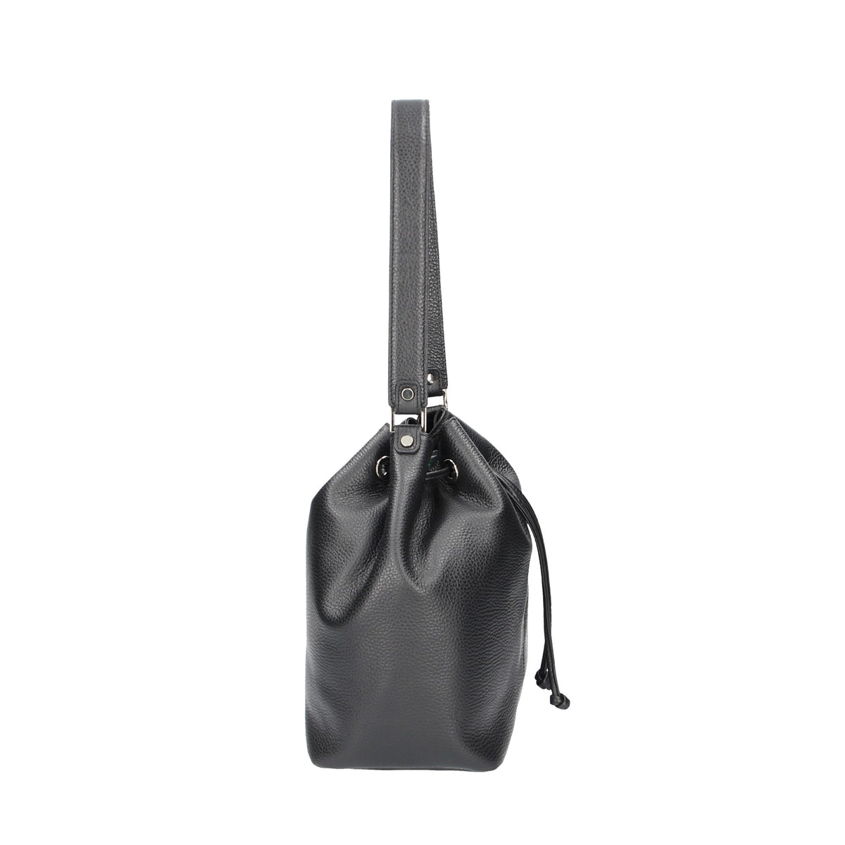 Beuteltasche 26x15x25cm in Schwarz aus Leder - leder-accessoires.com