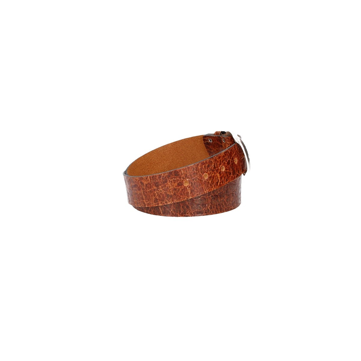Ledergürtel 40mm Cognac Krokoprägung mit Dornschließe in Silber - leder-accessoires.com