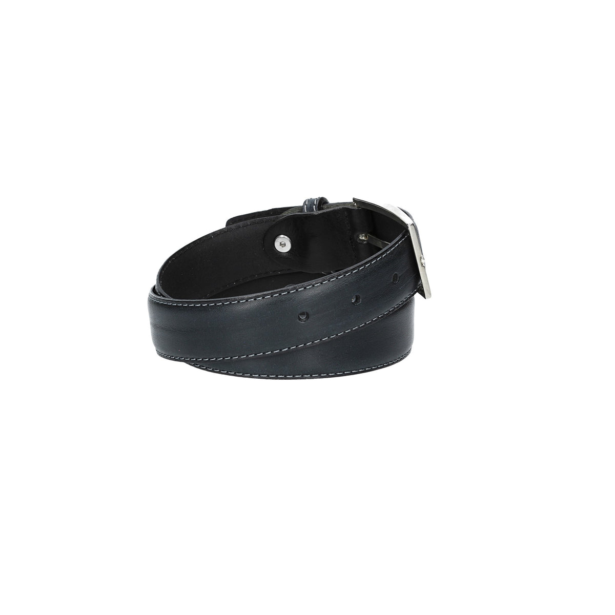 Ledergürtel Kids Blau 25mm und weiß abgenäht mit Schließe Silber - leder-accessoires.com