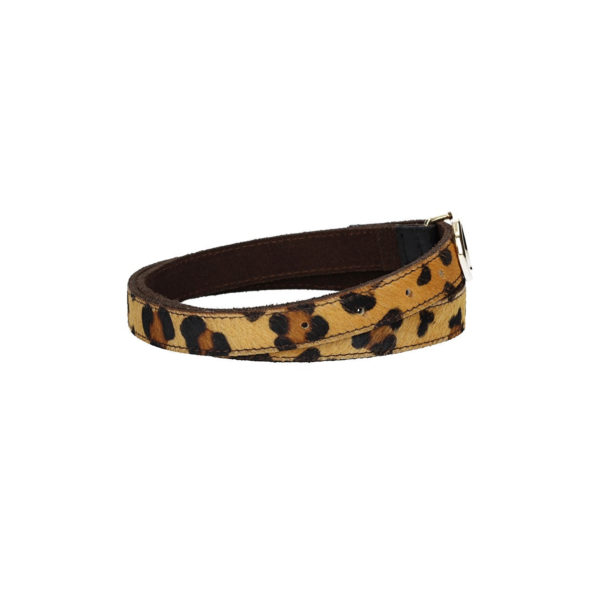 Fellgürtel 20mm in Leoparden-Optik mit Schließe in Light-Gold - leder-accessoires.com
