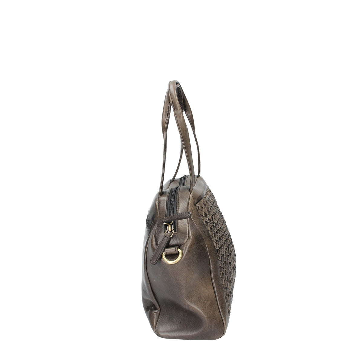 SALE Handtasche in Anthrazit mit Flechtoptik aus Leder - leder-accessoires.com