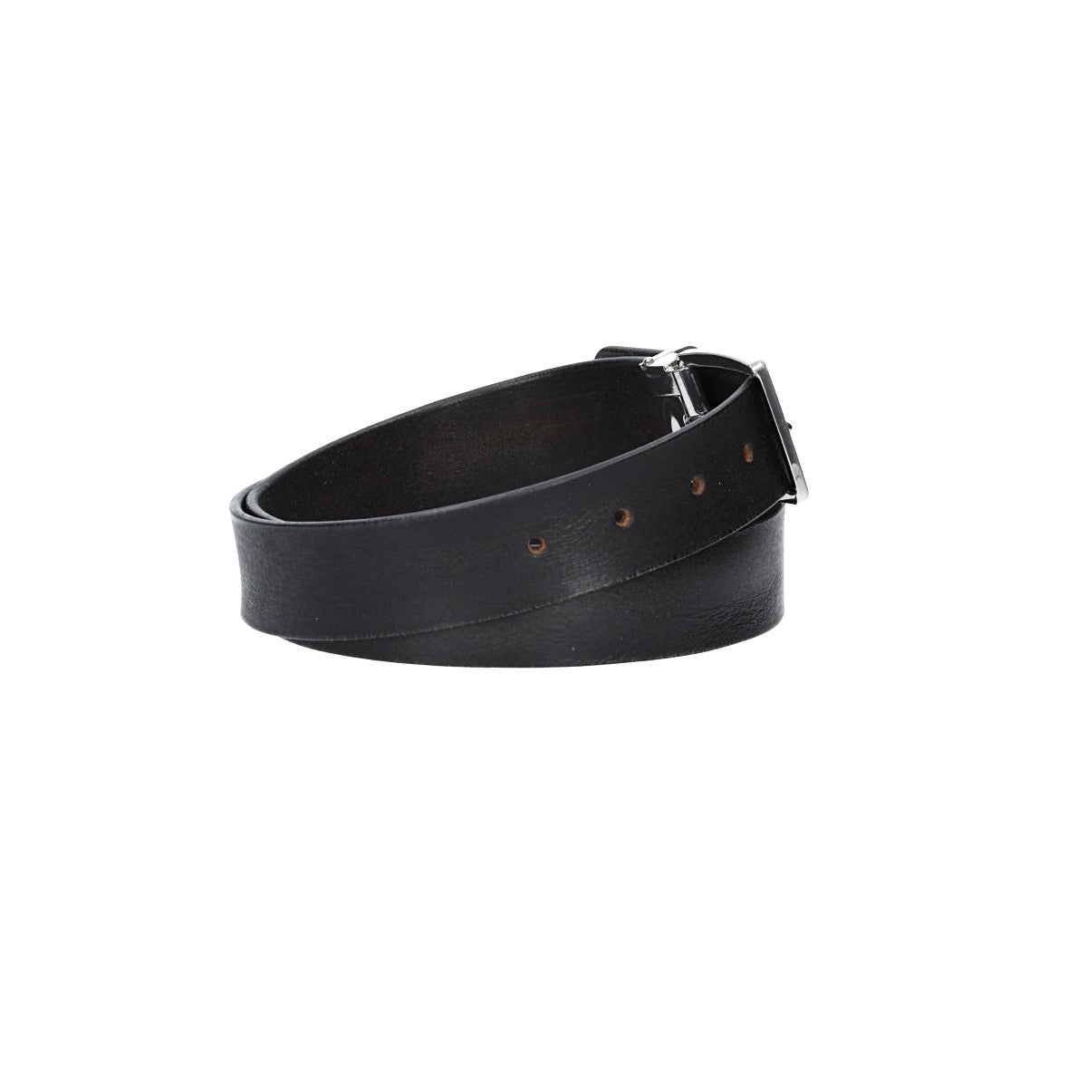Ledergürtel Schwarz 35mm mit Metallschlaufe und Dornschließe in Silber - leder-accessoires.com