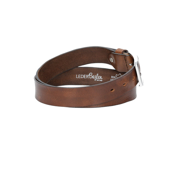 Ledergürtel Light Braun 35mm mit Dornschließe in Silber - leder-accessoires.com