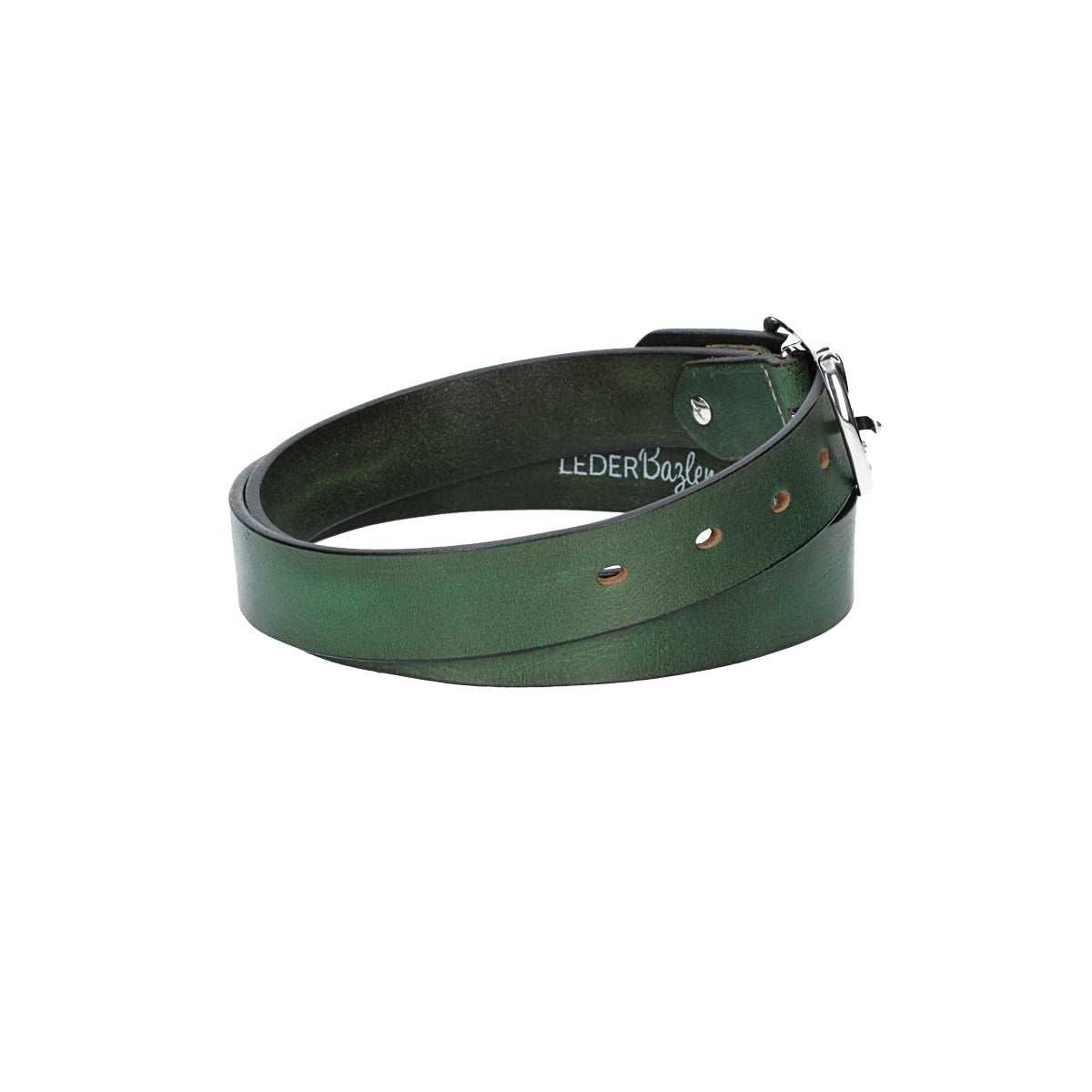 Ledergürtel 30mm in Grün mit Strass-Schließe in Silber - leder-accessoires.com
