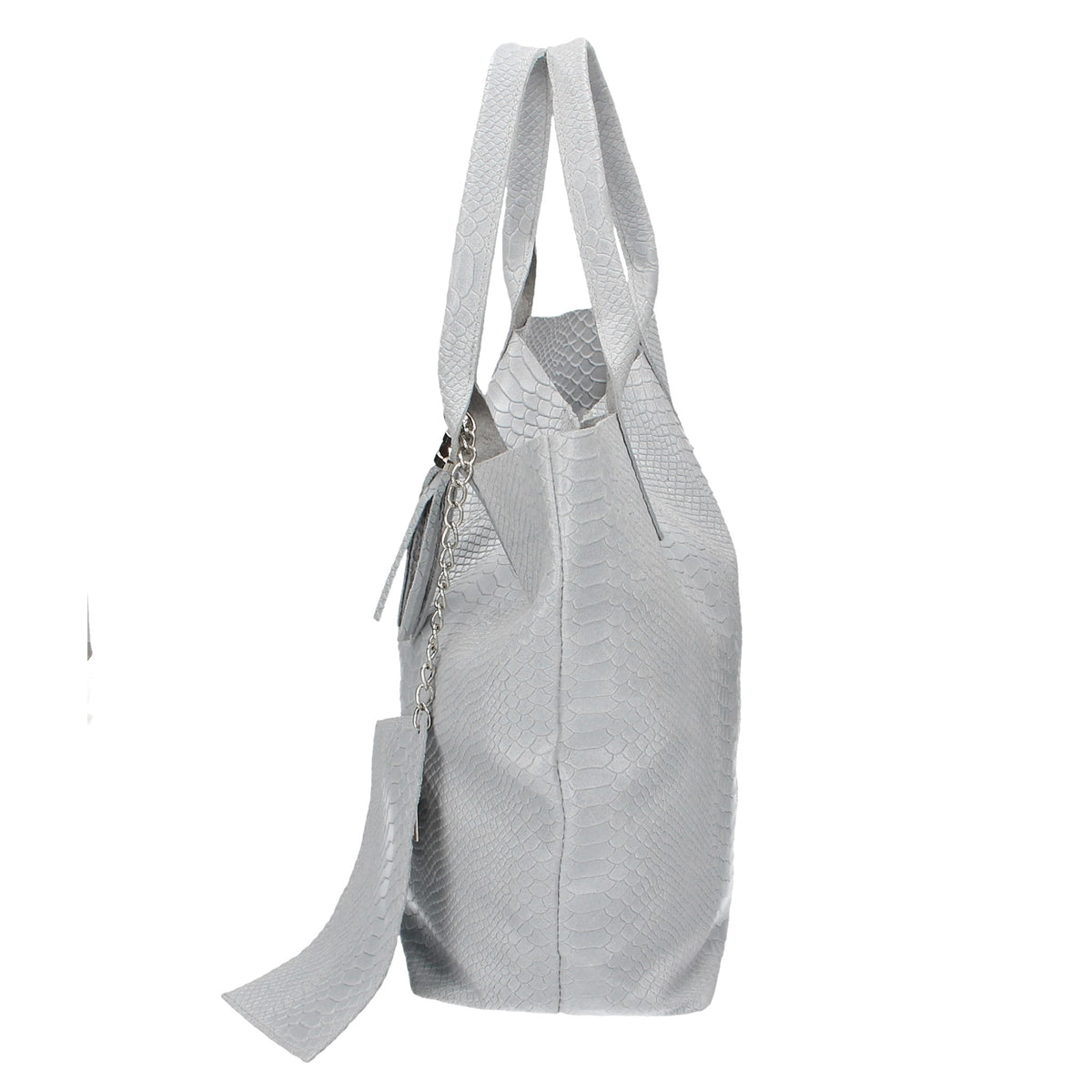 SALE Shopper in Hellgrau mit Kroko-Optik aus Leder - leder-accessoires.com