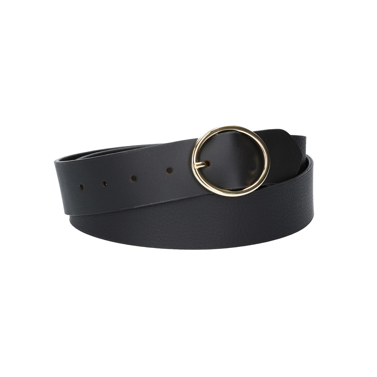 Ledergürtel Schwarz 40mm mit goldener Vollschließe - leder-accessoires.com