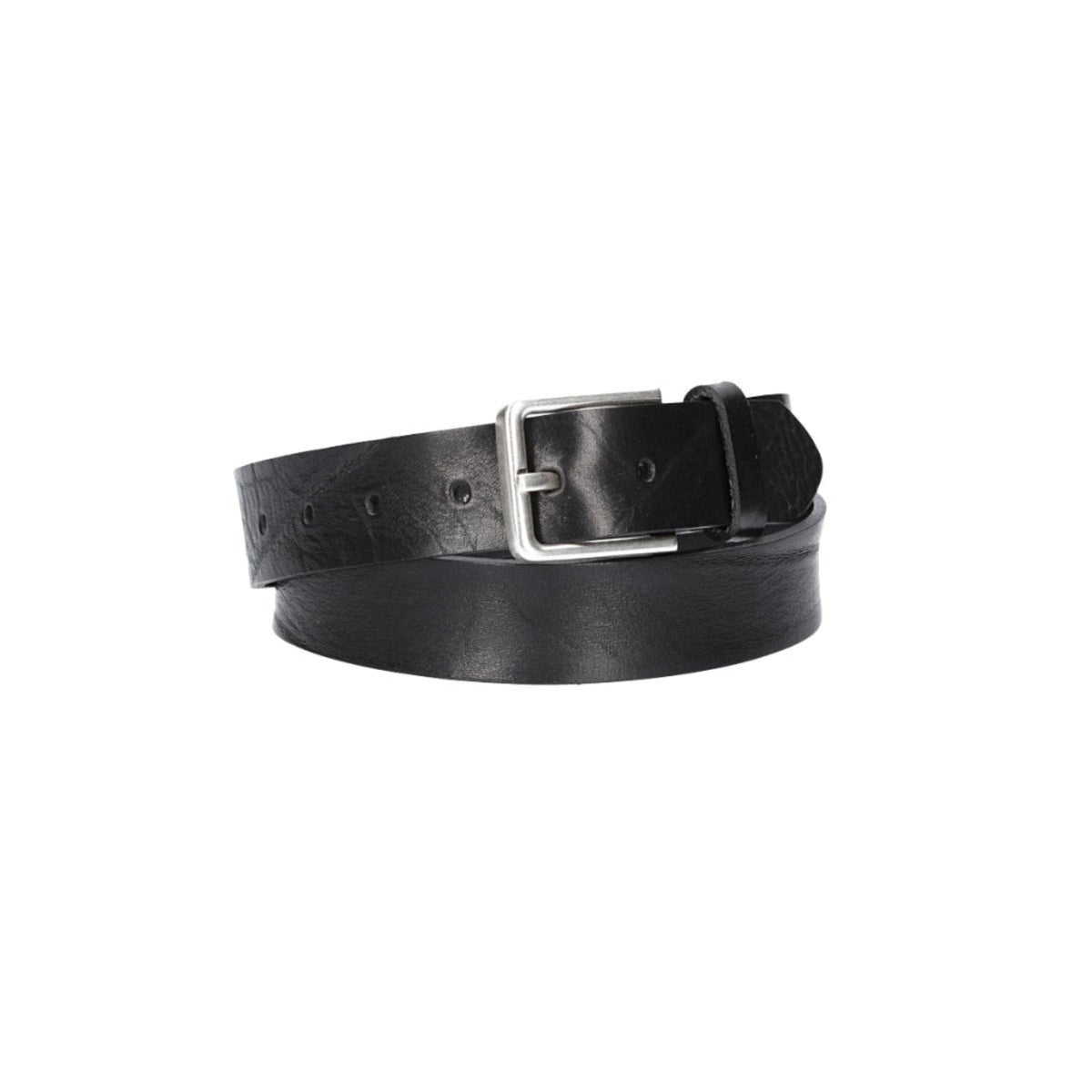 Hochwertiger Ledergürtel 35mm in Schwarz mit rustikaler Schließe in Silber - leder-accessoires.com