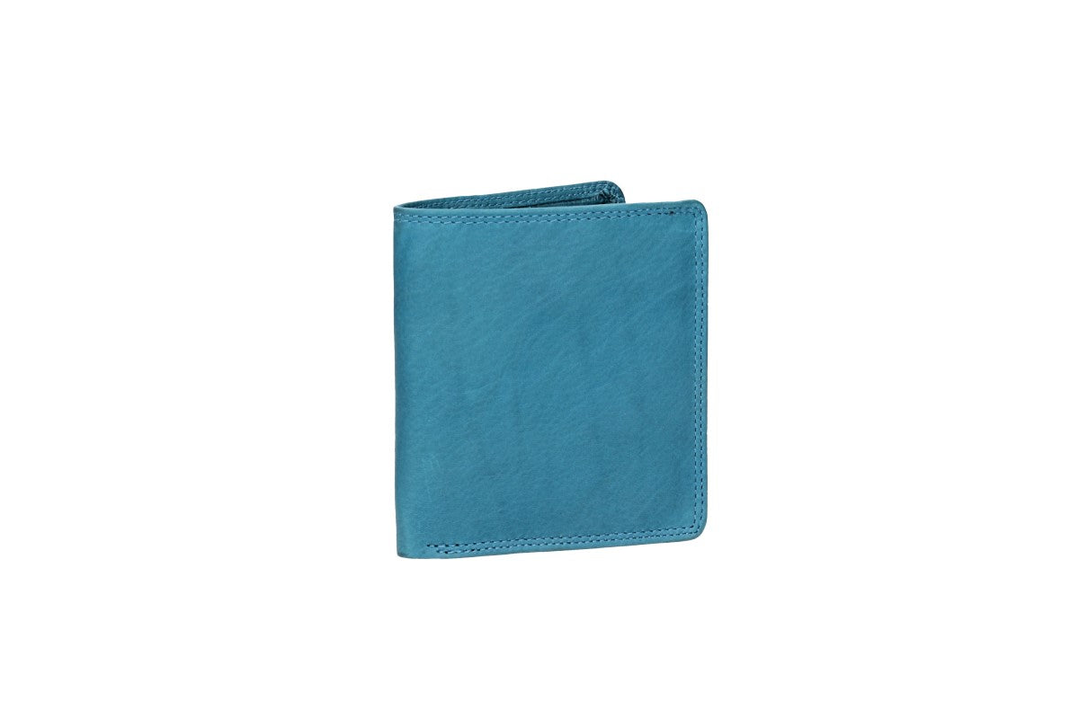 Geldbörse Hochformat klein in Türkis aus Leder - leder-accessoires.com