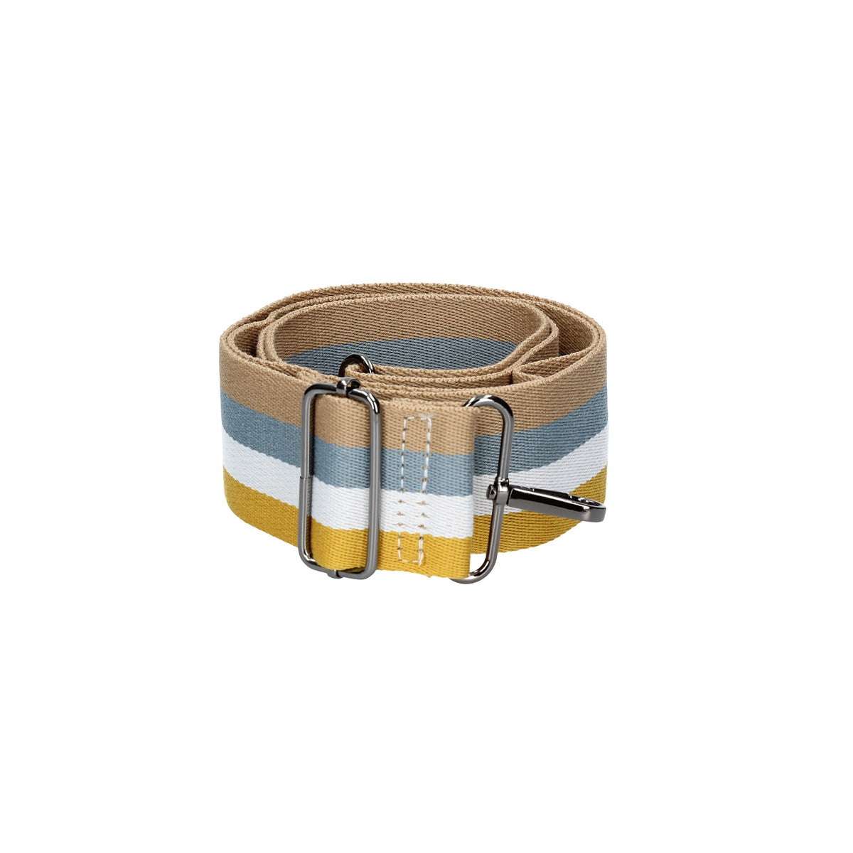 Taschenriemen|Wechselriemen gestreift mit Karabiner Schwarz - leder-accessoires.com