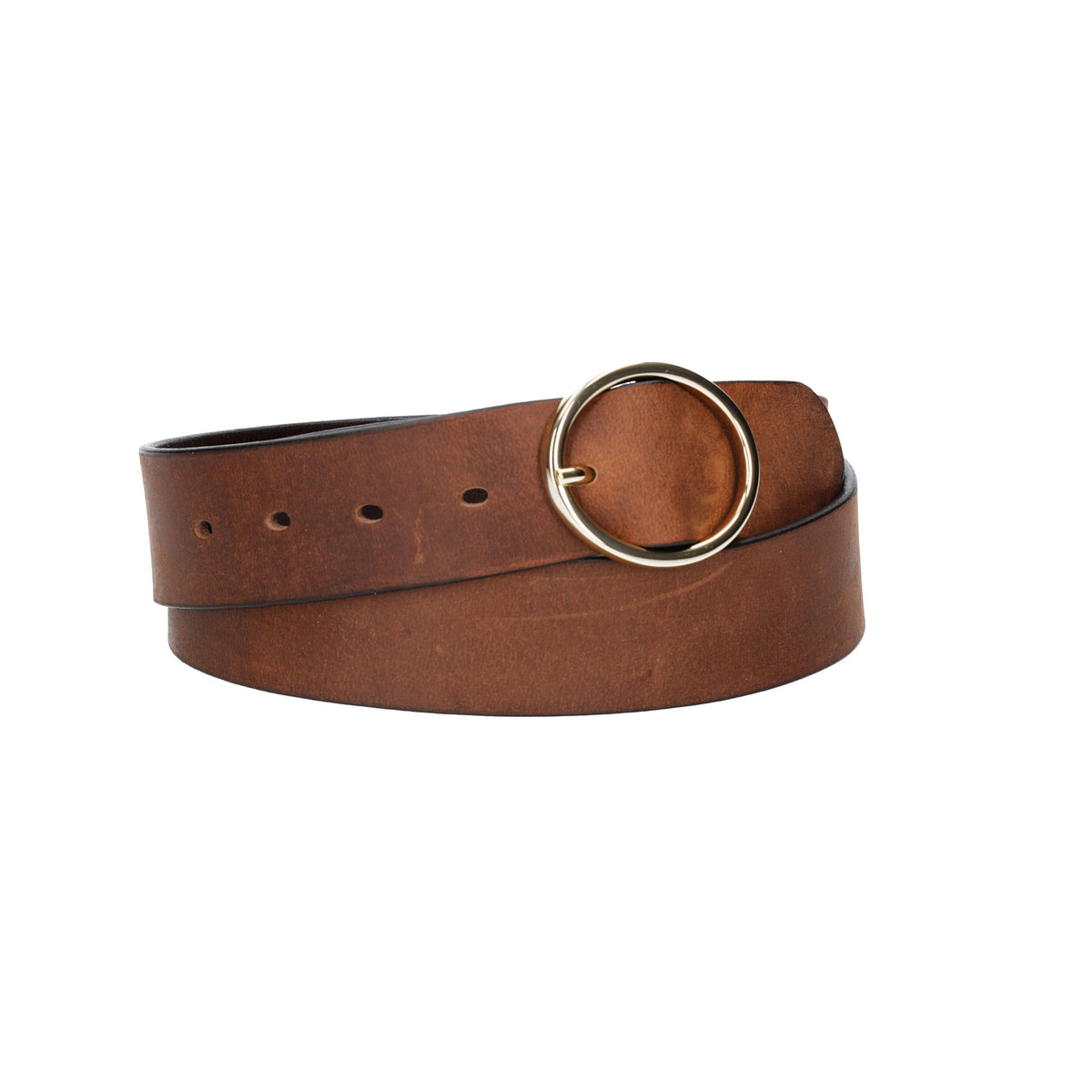 Ledergürtel Cognac 40mm mit goldener Vollschließe - leder-accessoires.com