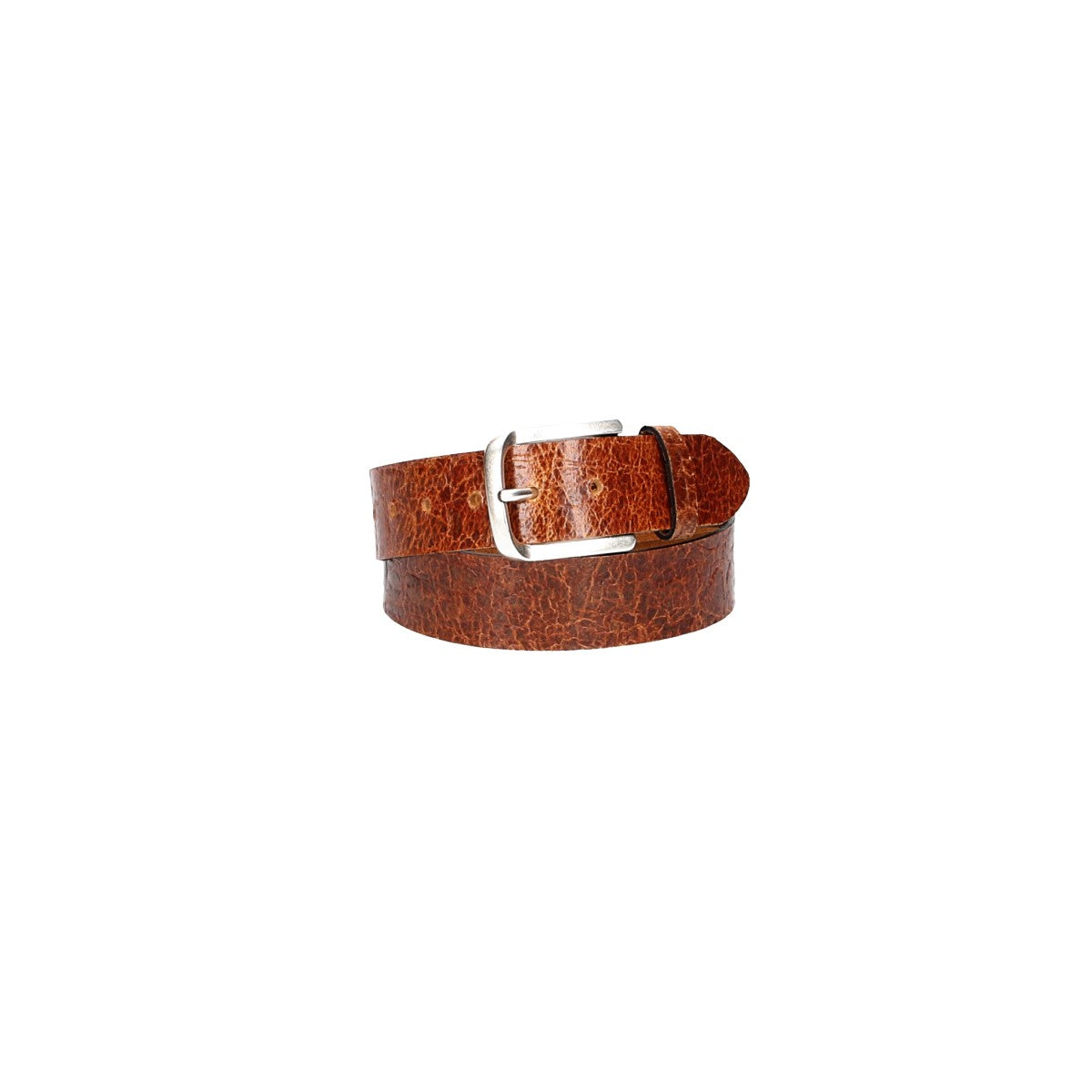 Ledergürtel 40mm Cognac Krokoprägung mit Dornschließe in Silber - leder-accessoires.com