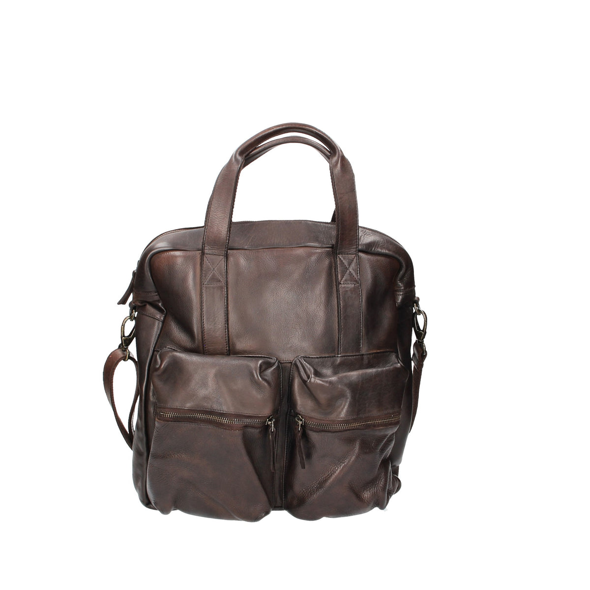 SALE Ledertasche in Braun mit Reißverschluss und zwei Vortaschen - leder-accessoires.com
