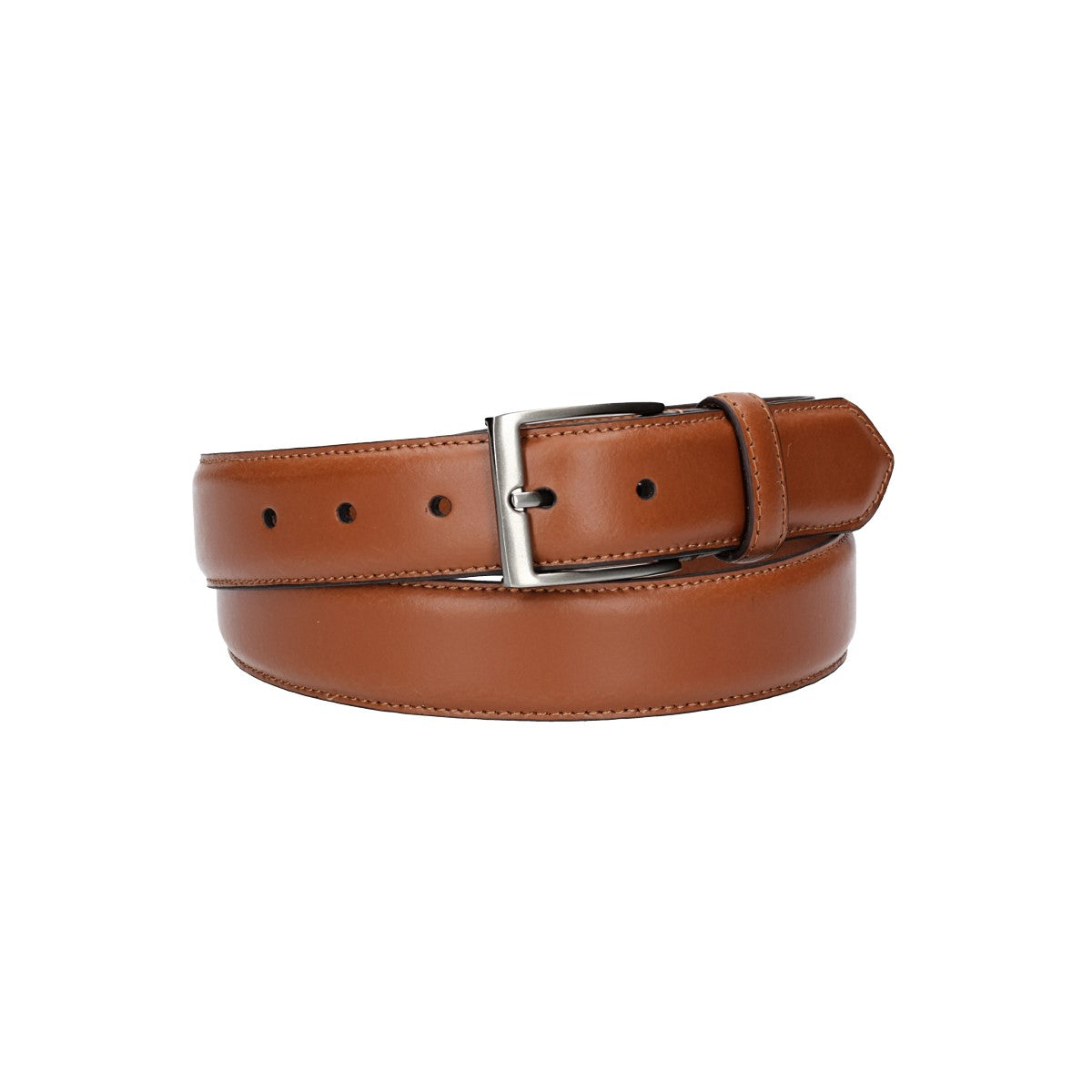 Herren-|Anzugsgürtel 35mm in Cognac abgenäht aus Vollrindleder bombiert - leder-accessoires.com