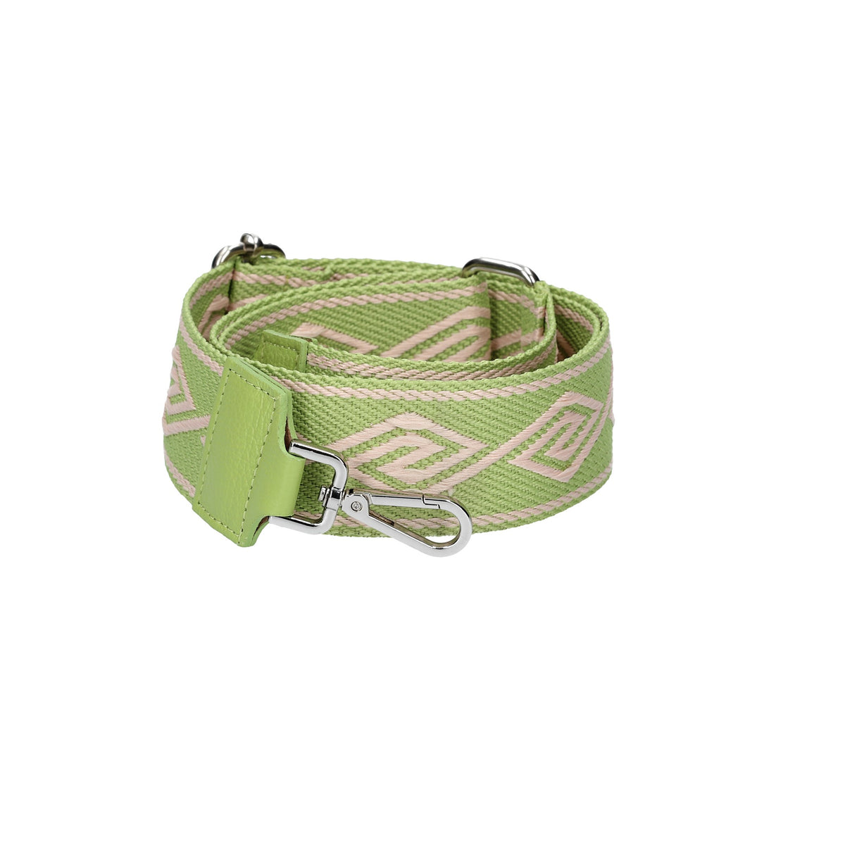 Taschenriemen|Wechselriemen in Grün Raute mit Karabiner Silber - leder-accessoires.com