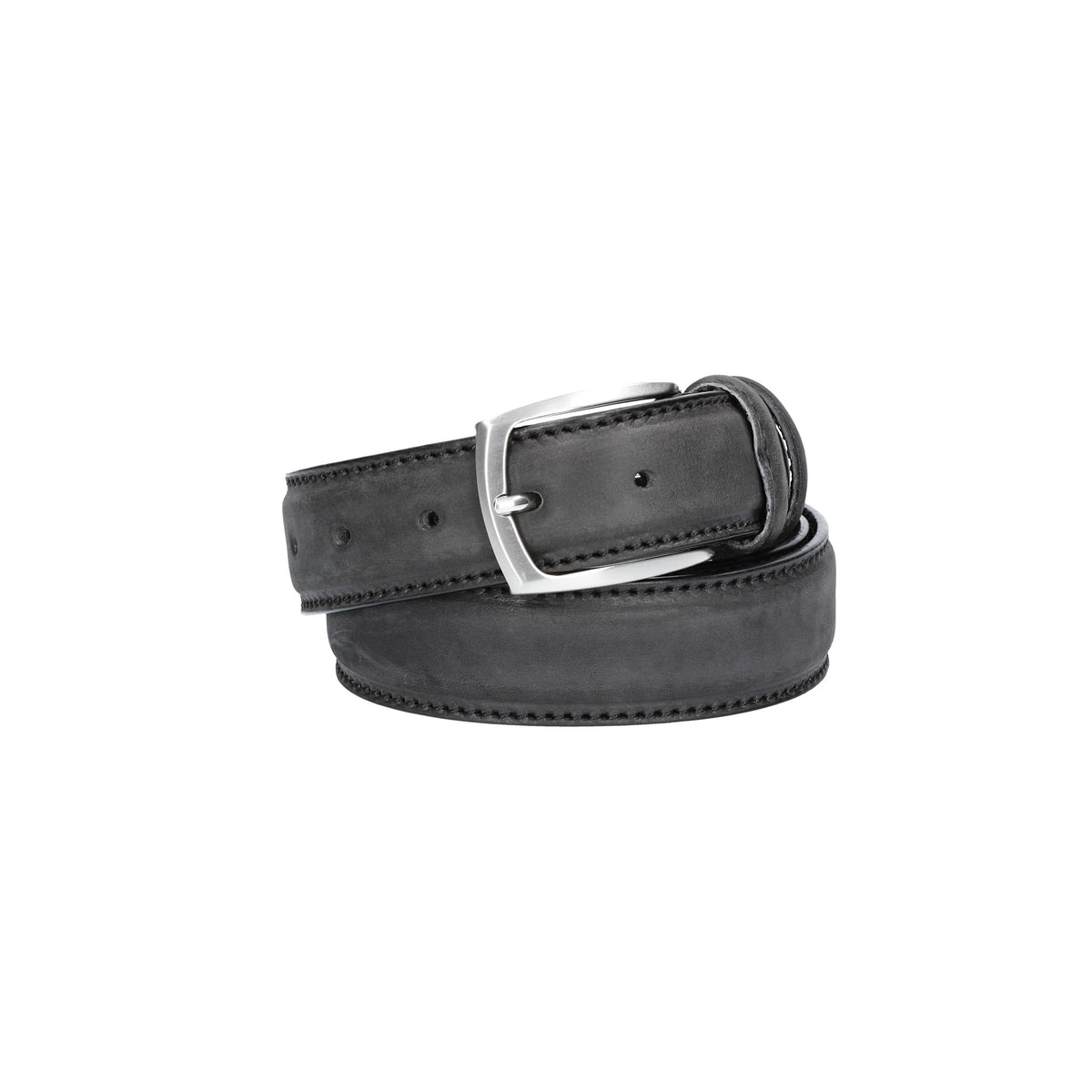 Herren-|Anzugsgürtel 35mm matt abgenäht in Schwarz aus Leder - leder-accessoires.com