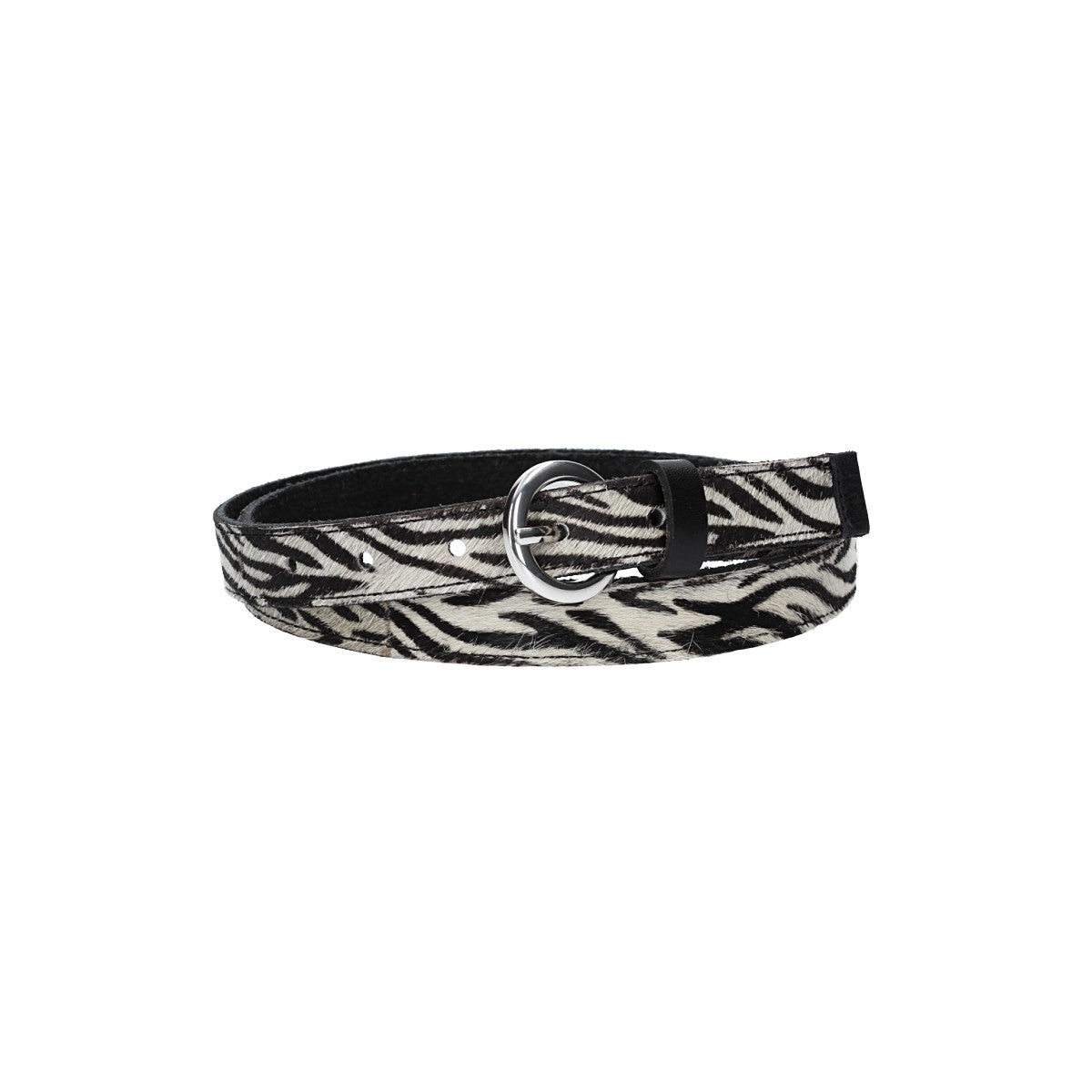 Fellgürtel 20mm in Zebra-Optik mit Schließe in Silber - leder-accessoires.com