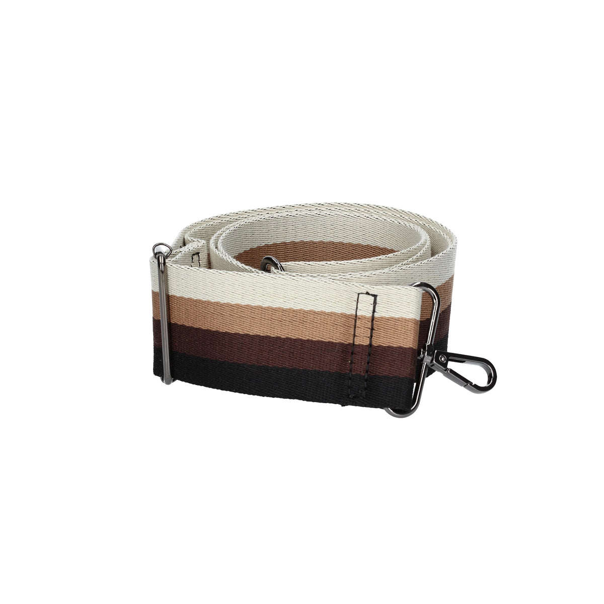 Taschenriemen|Wechselriemen in Braun gestreift mit Karabiner Silber - leder-accessoires.com