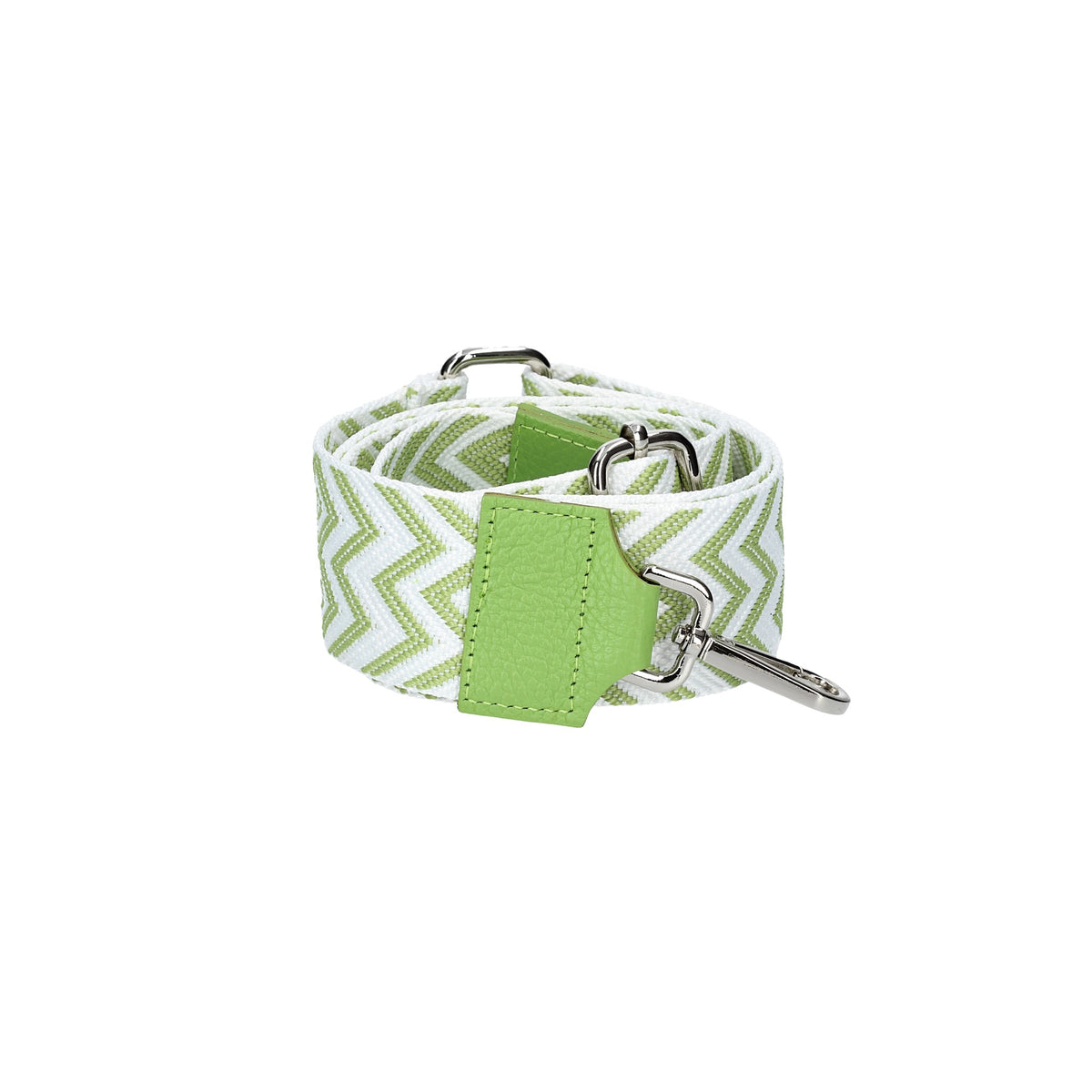 Taschenriemen|Wechselriemen in Hellgrün gezackt mit Karabiner Silber - leder-accessoires.com