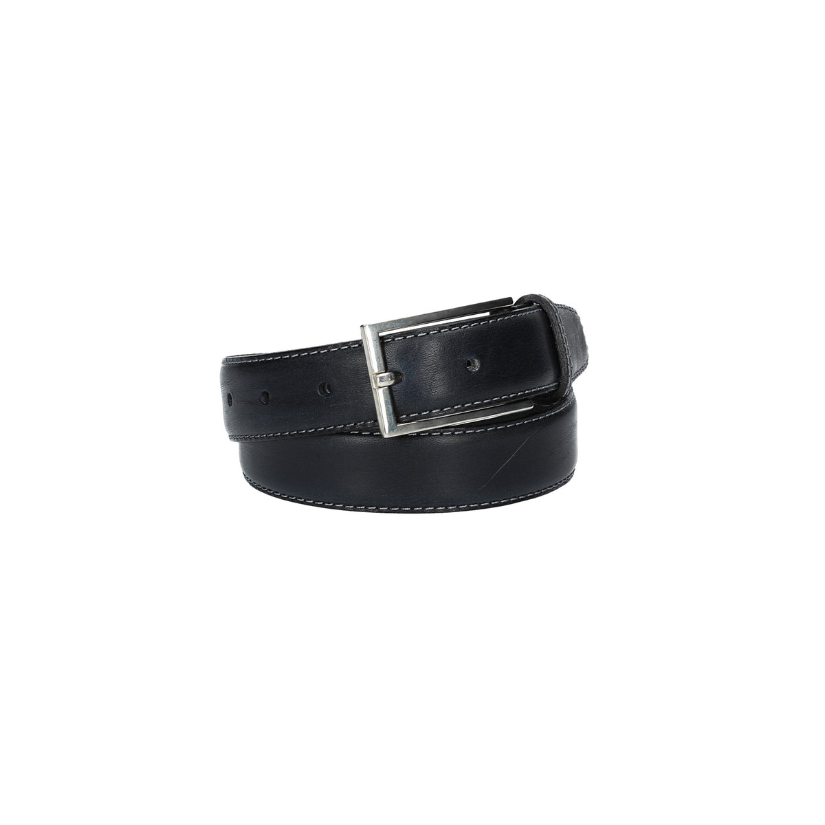 Ledergürtel Kids Blau 25mm und weiß abgenäht mit Schließe Silber - leder-accessoires.com
