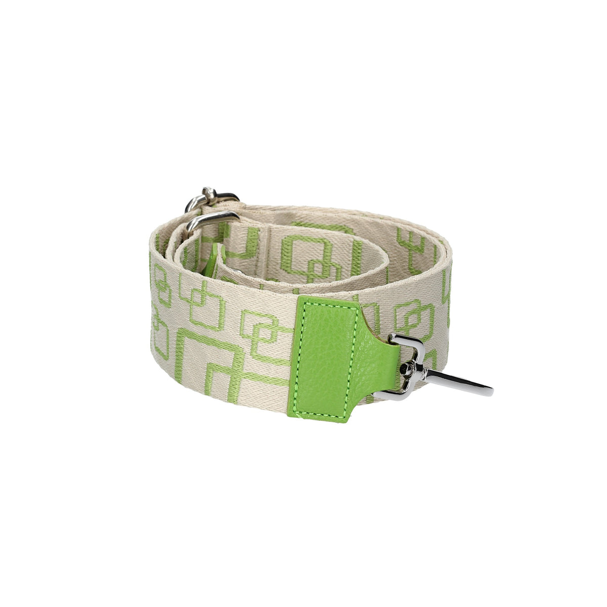 Taschenriemen|Wechselriemen in Grün Quadrat mit Karabiner Silber - leder-accessoires.com