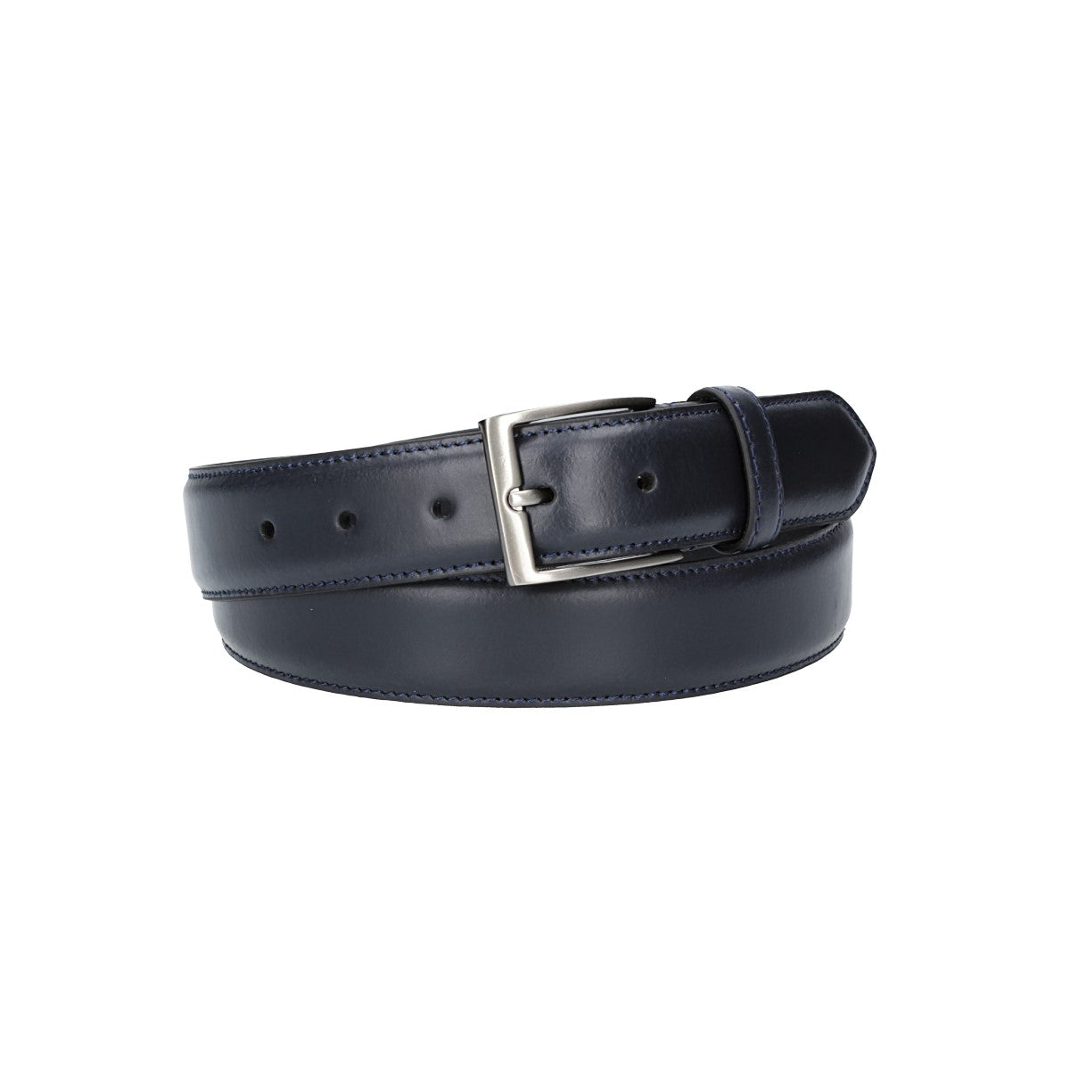 Herren-|Anzugsgürtel 35mm in Blau abgenäht aus Vollrindleder bombiert - leder-accessoires.com